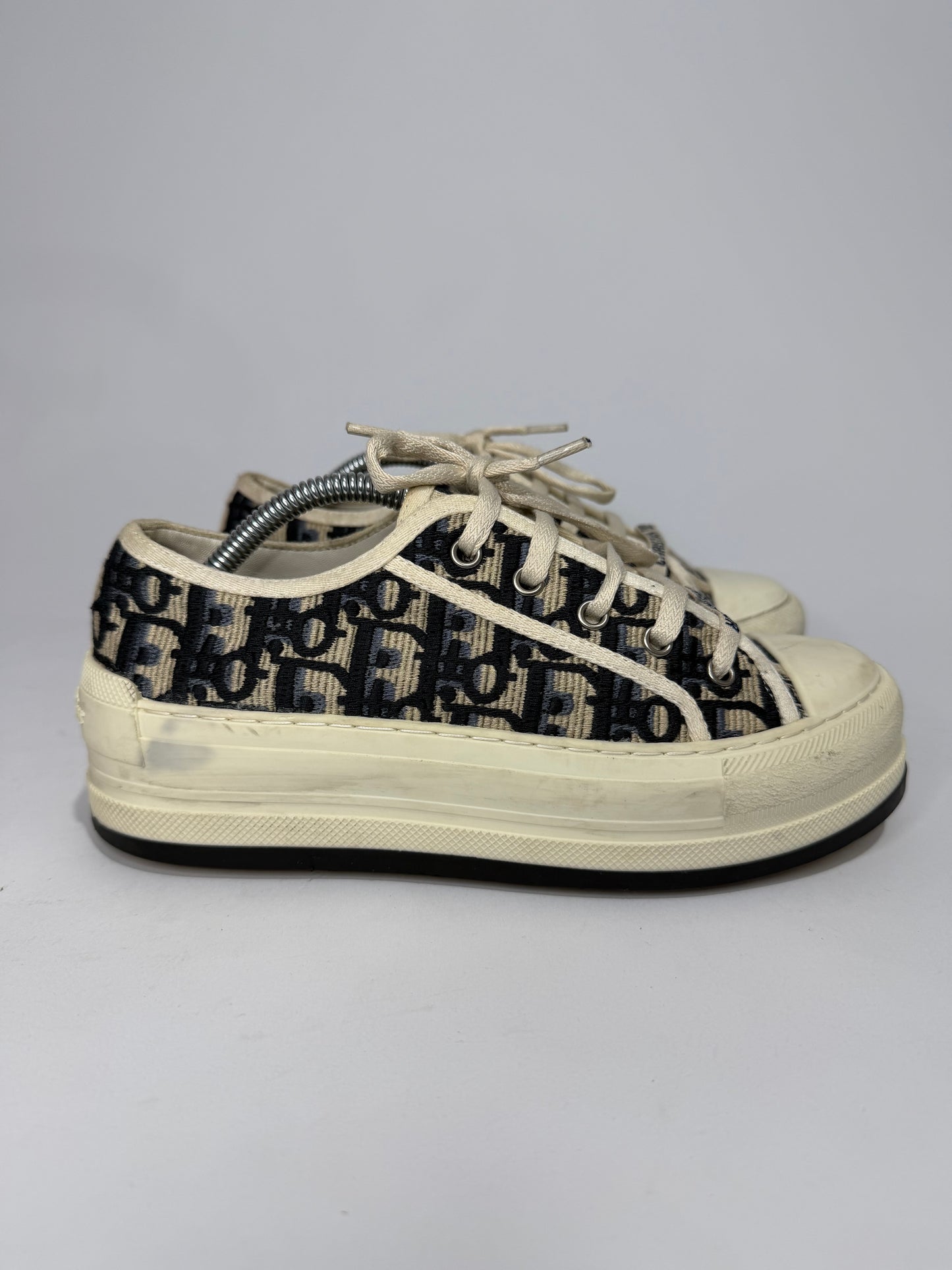 Dior Navy Blue/Off-White Oblique Fabric Walk'n'Dior Platform Sneakers Size 36 EU/ 6 US