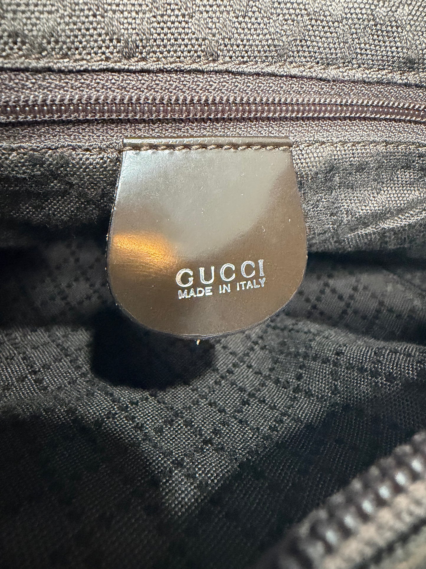 Gucci Brown Nylon and Leather Bamboo Shoulder Bag