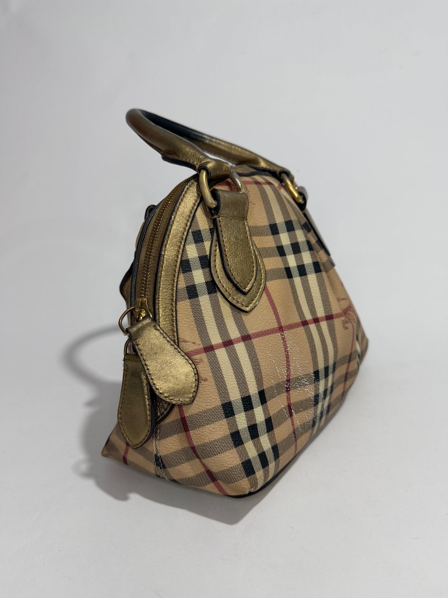 Burberry Haymarket Check Coated Canvas Small Thornley Bowling Bag