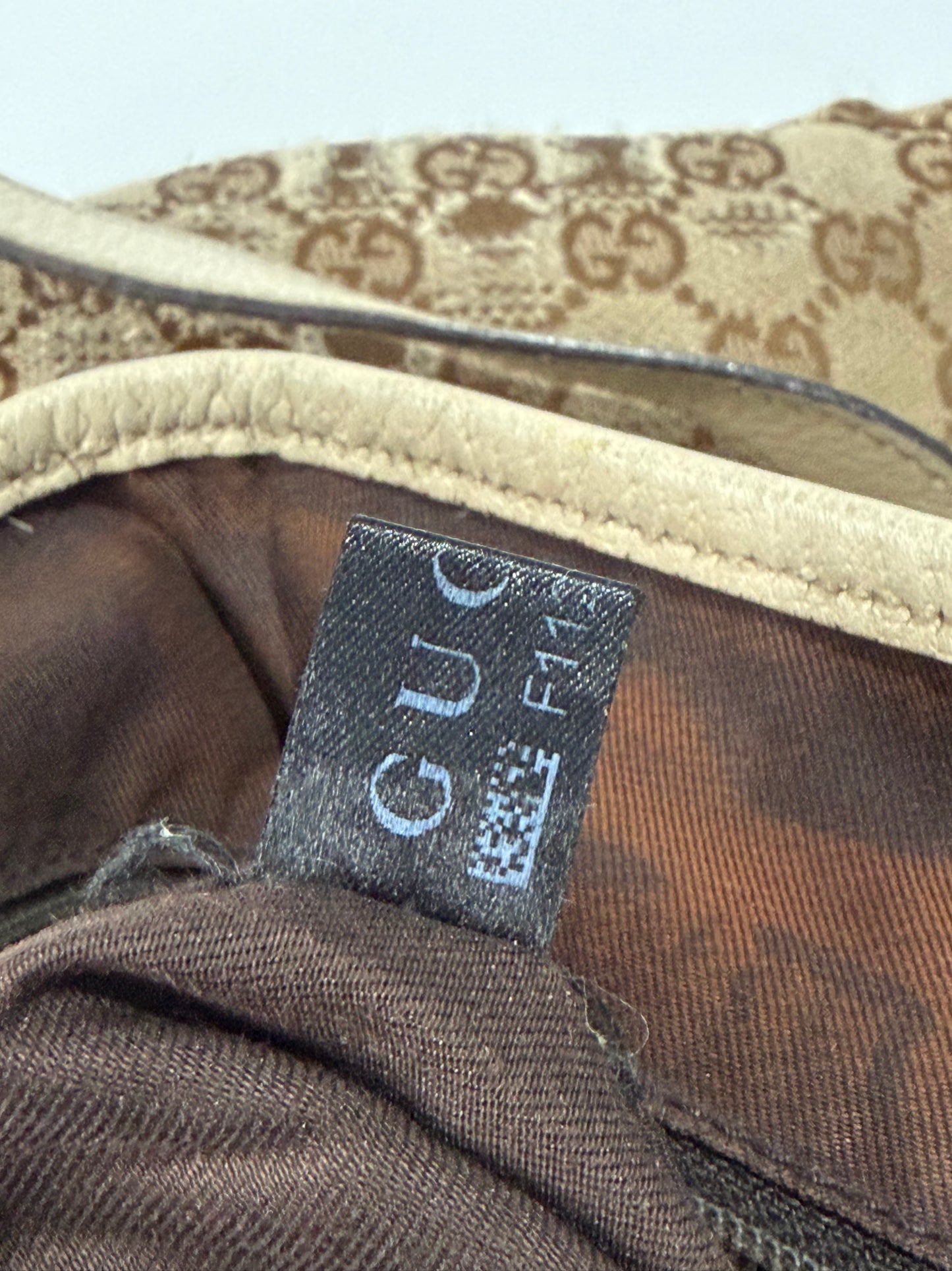 Gucci Beige/White Blue GG Canvas and Leather Abbey Tote