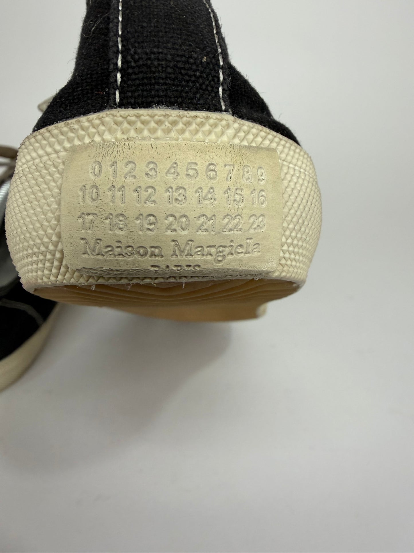 Maison Margiela Black Canvas Embroidery Tabi Sneakers Size 37 EU/ 7 US