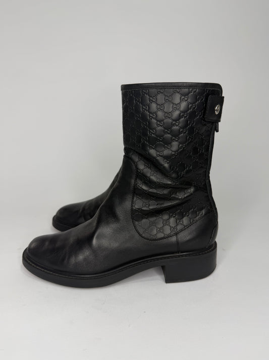 Gucci
GG Embossed Embossed Leather Moto Boots
Women's Size 36 EU/ 6 US/ 3 UK
