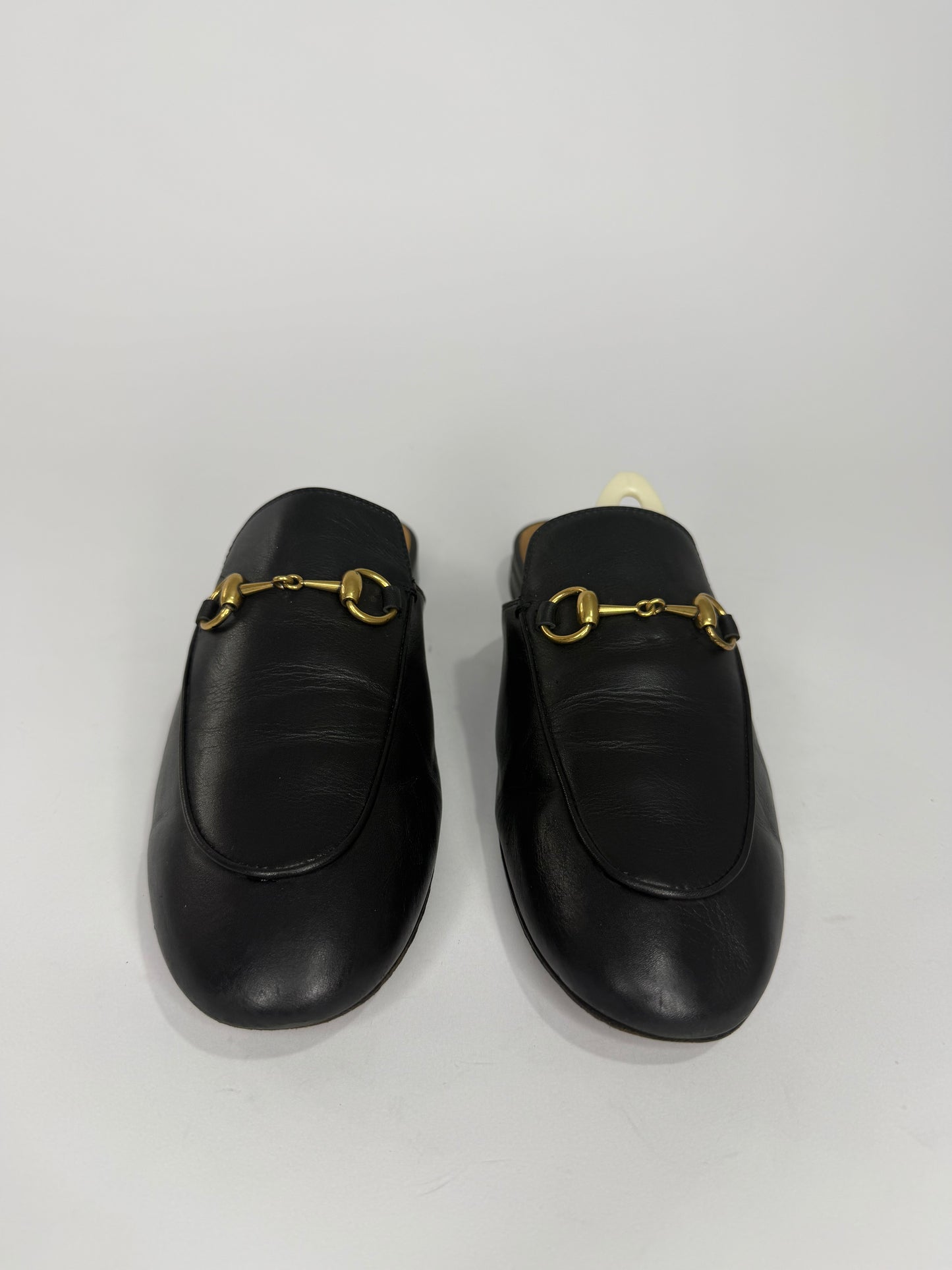 Gucci Black Leather Horsebit Mules Size 37 EU/ 7 US