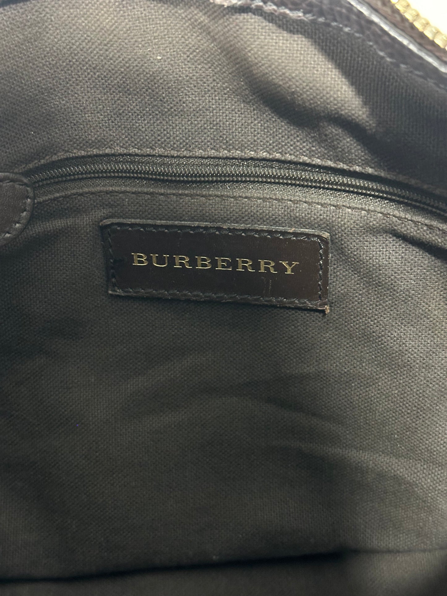 Burberry Beige/Brown Haymarket Check PVC and Leather Gladstone Bowling Bag