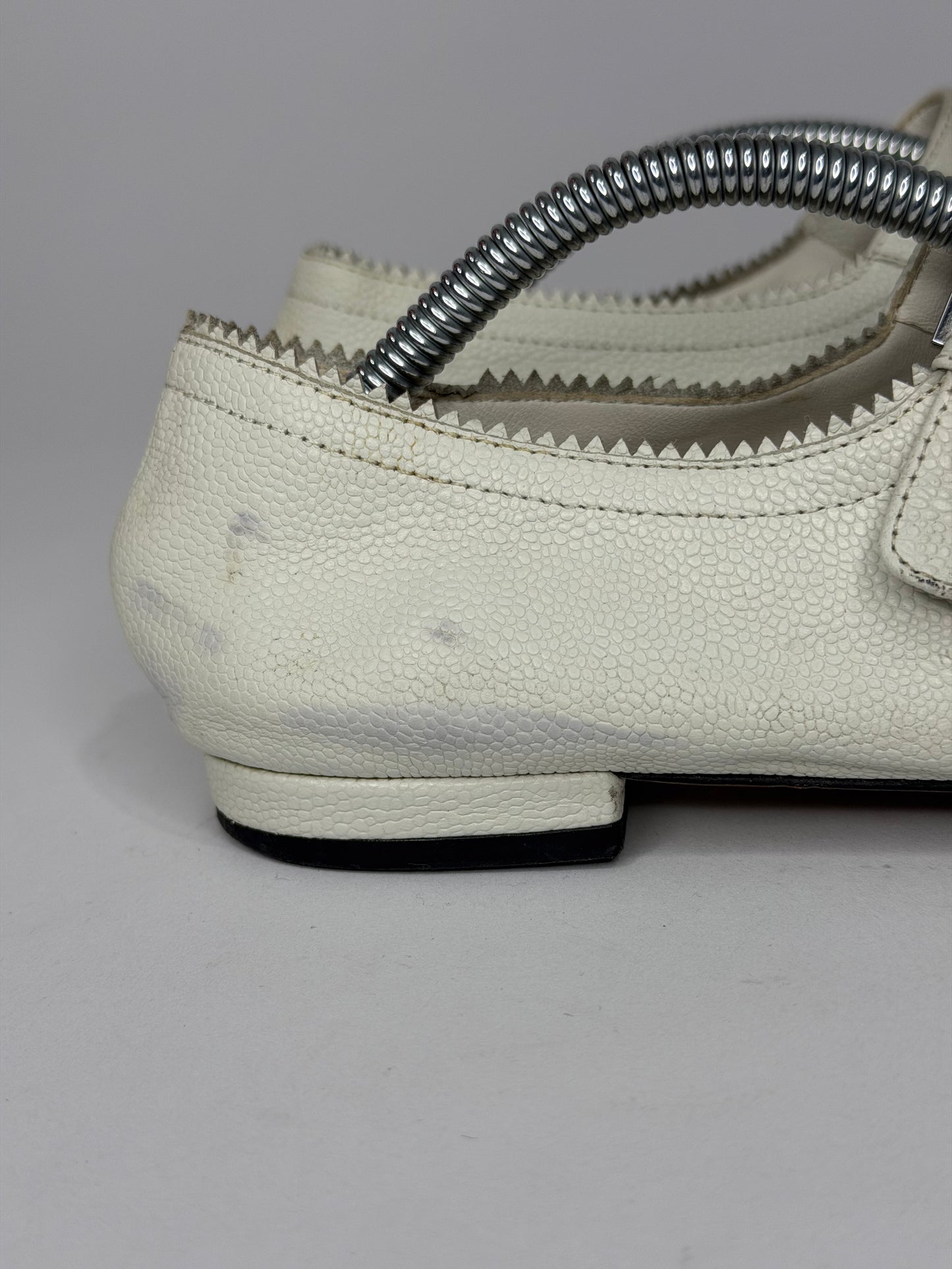 Chanel White/Black Leather CC Mary Jane Flats Size 36 EU/ 6 US/ 3 UK