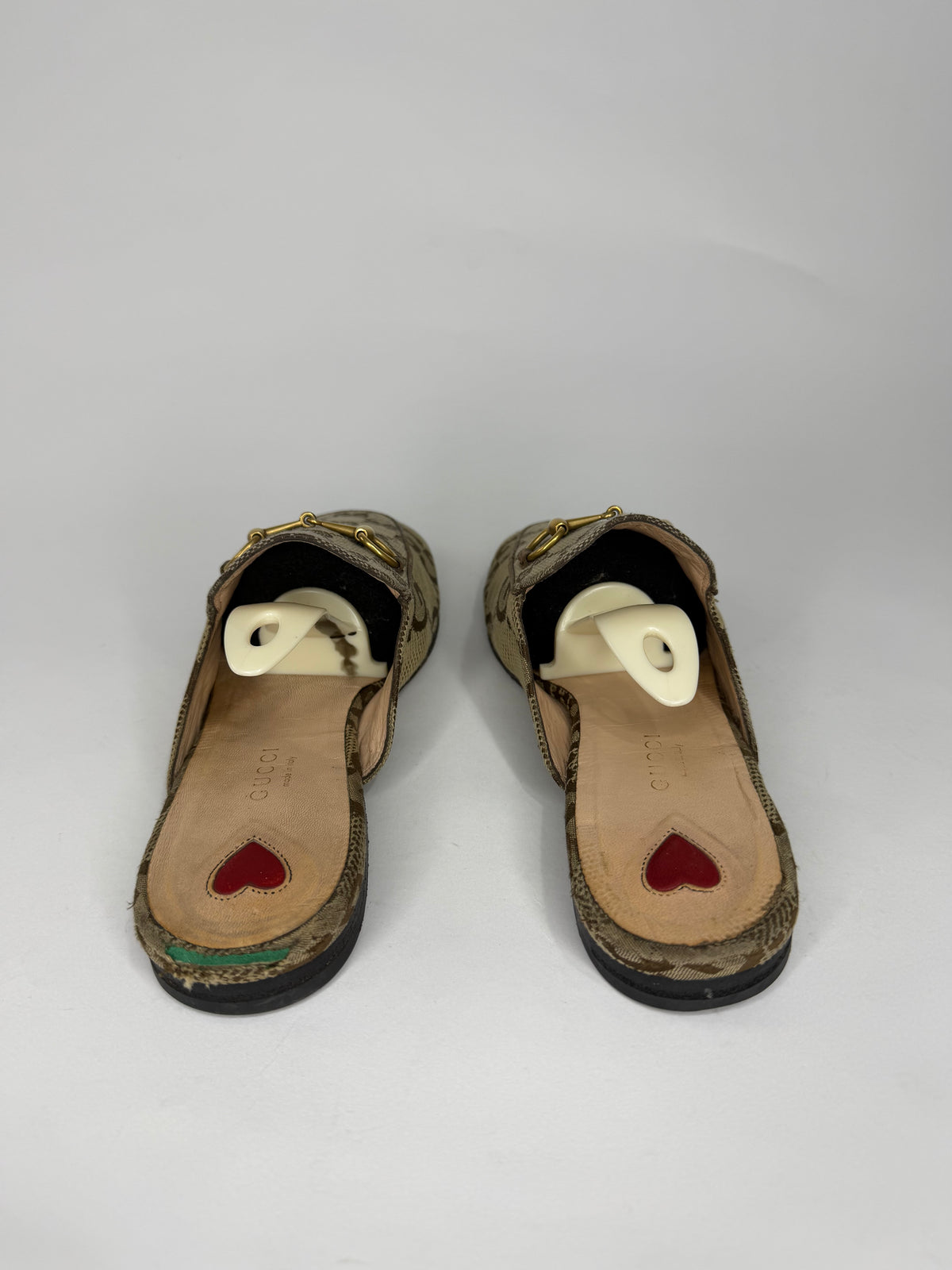 Gucci Beige/Brown GG Canvas Princetown Flat Mules Size 38 EU/ 8 US