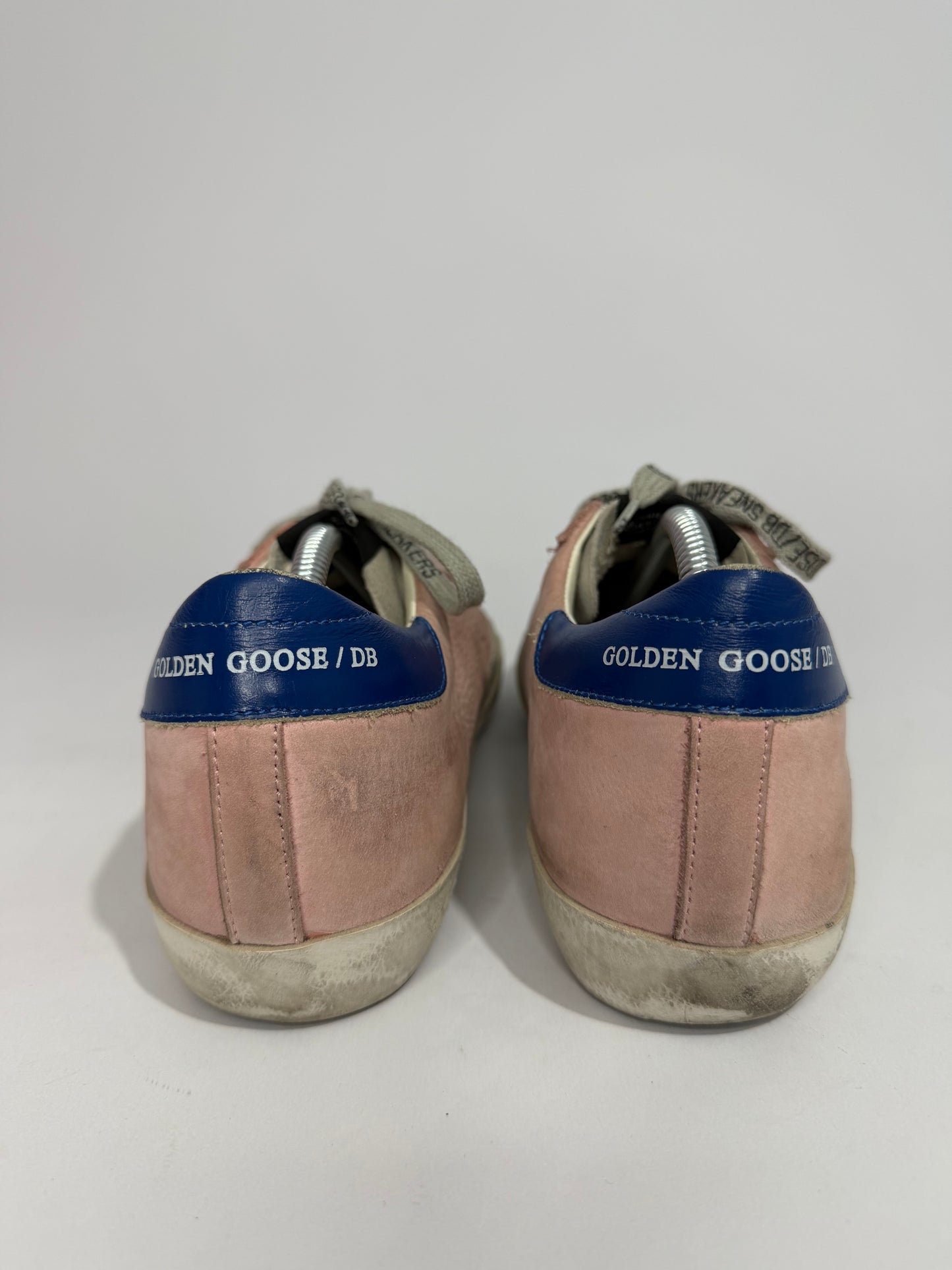Golden Goose Superstar Pink Suede & Blue Heel Tab Distressed Sneakers Size 37 EU/ 7 US/ 4 UK