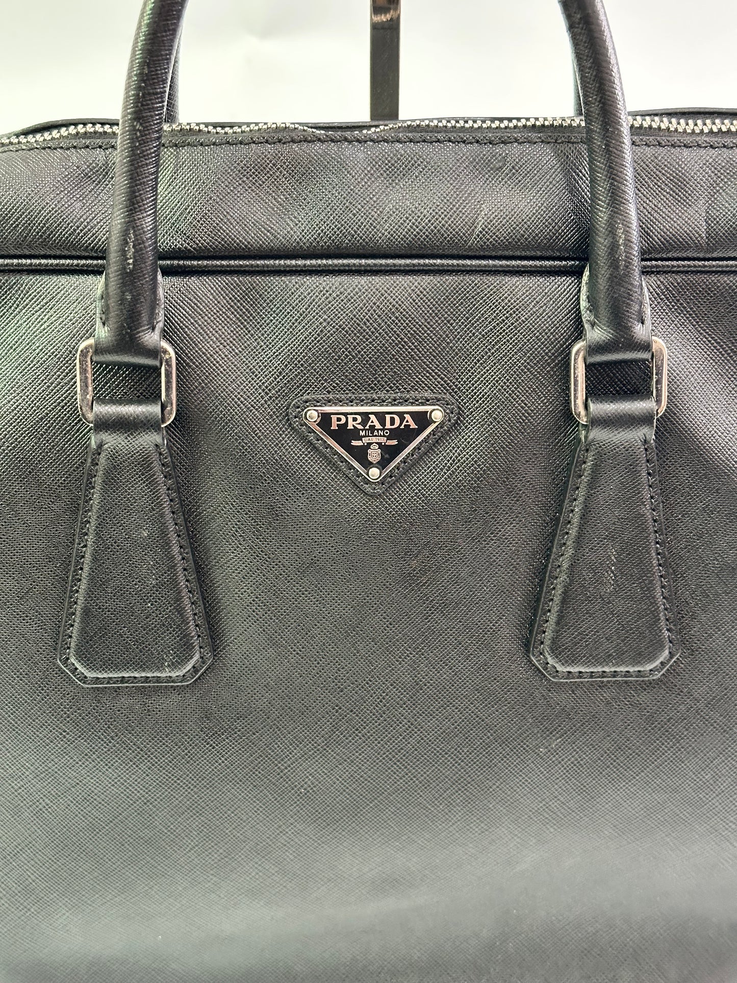 PRADA Leather Travel Briefcase Black