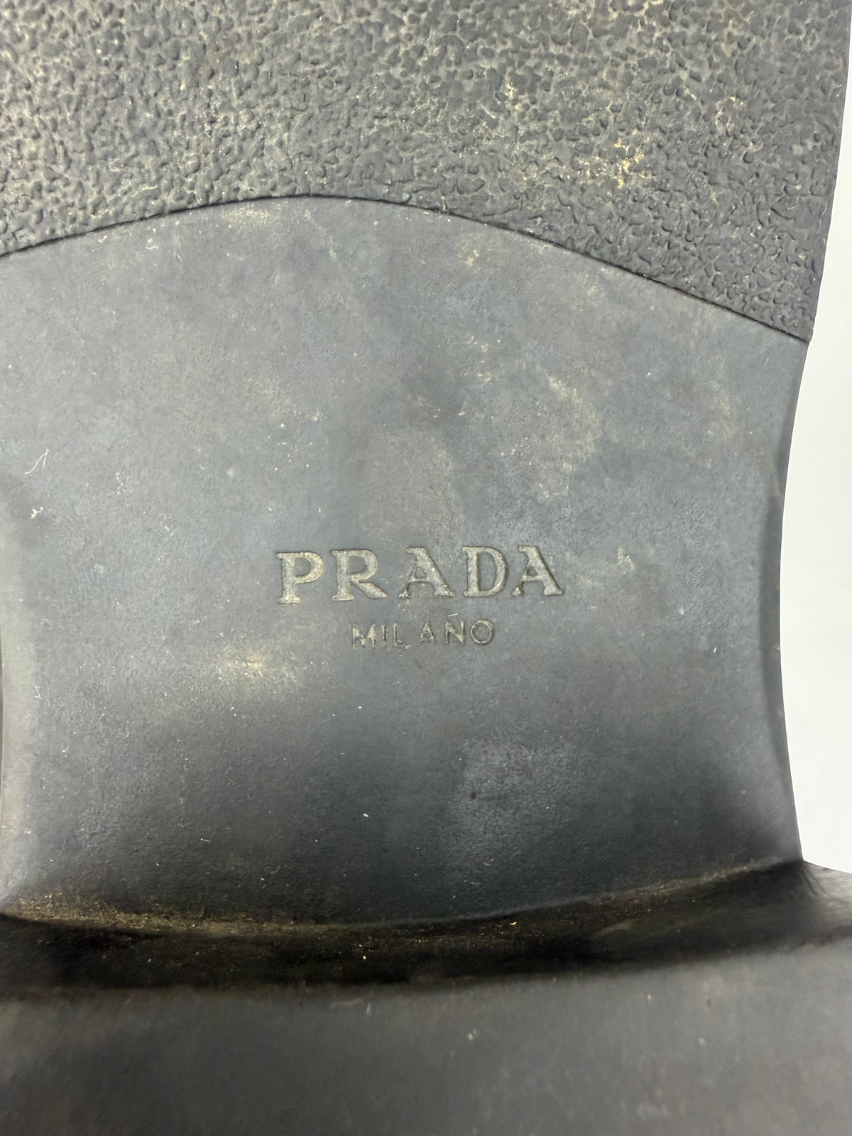 PRADA Vernice Metal Triangle Logo 50mm Loafers Size 38 EU/8 US/ 5 UK