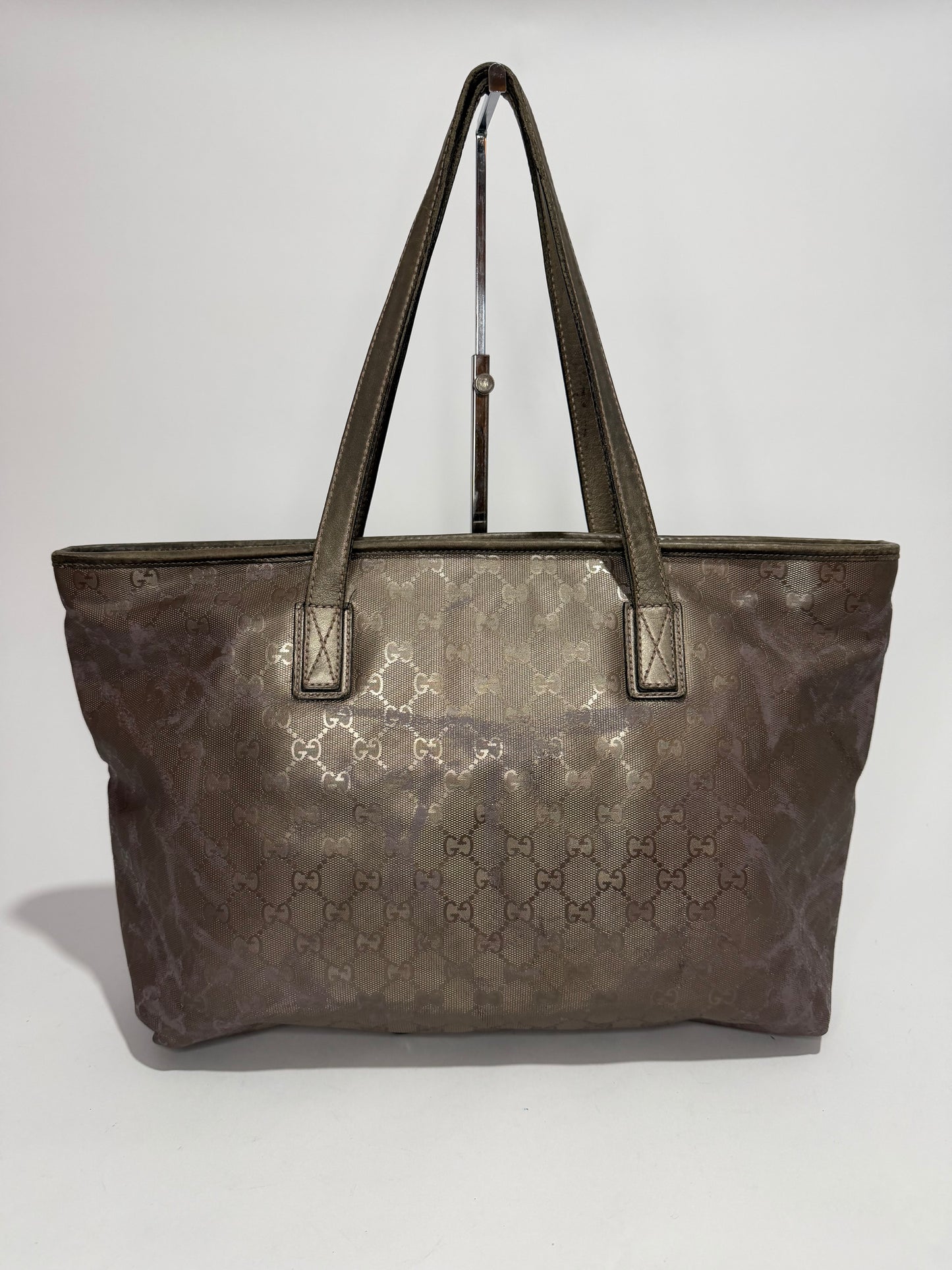 Gucci Gunmetal GG Coated Canvas Medium Imprime Tote