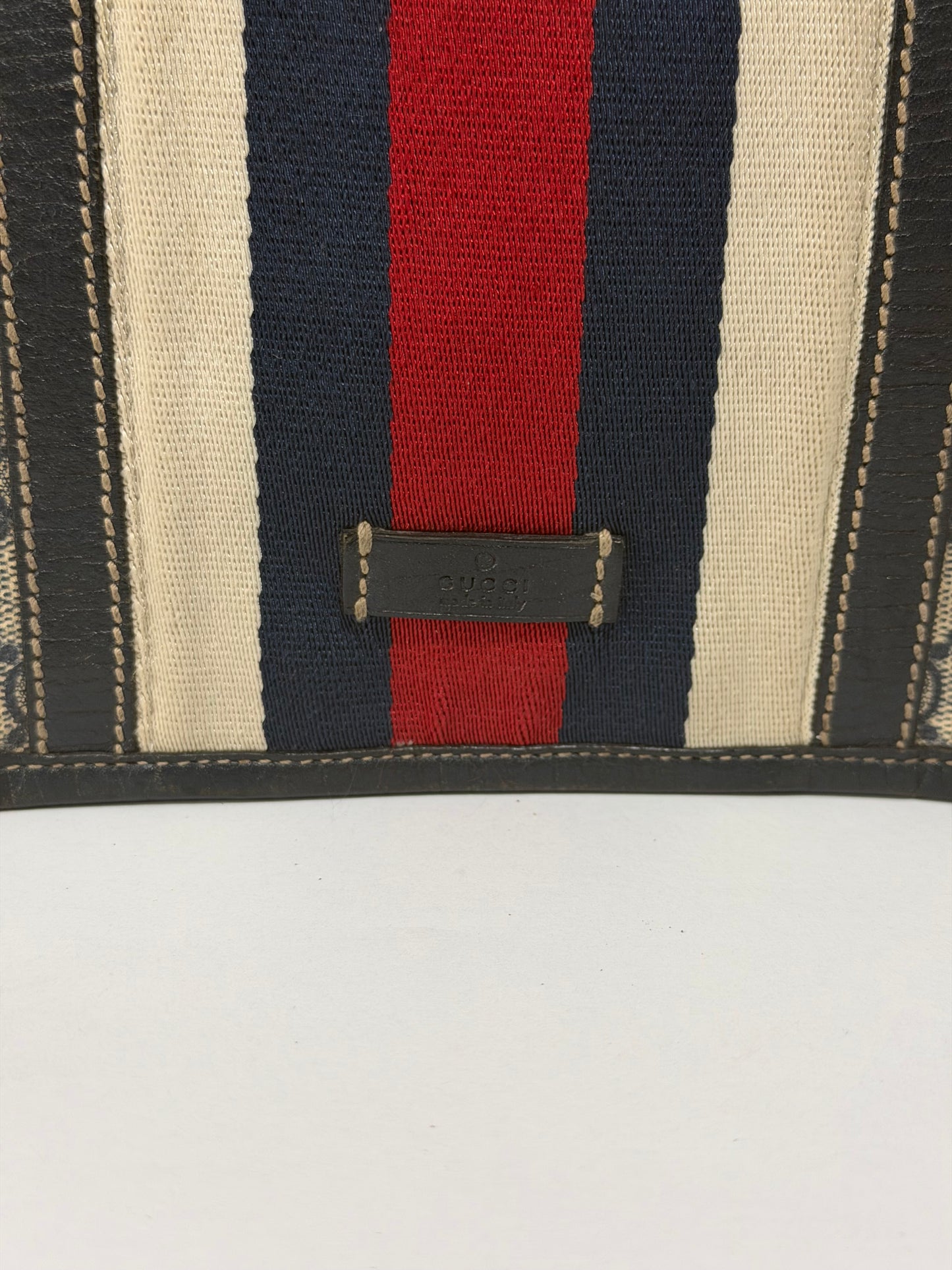 GUCCI
Blue GG Coated Canvas Vintage Web Messenger Bag