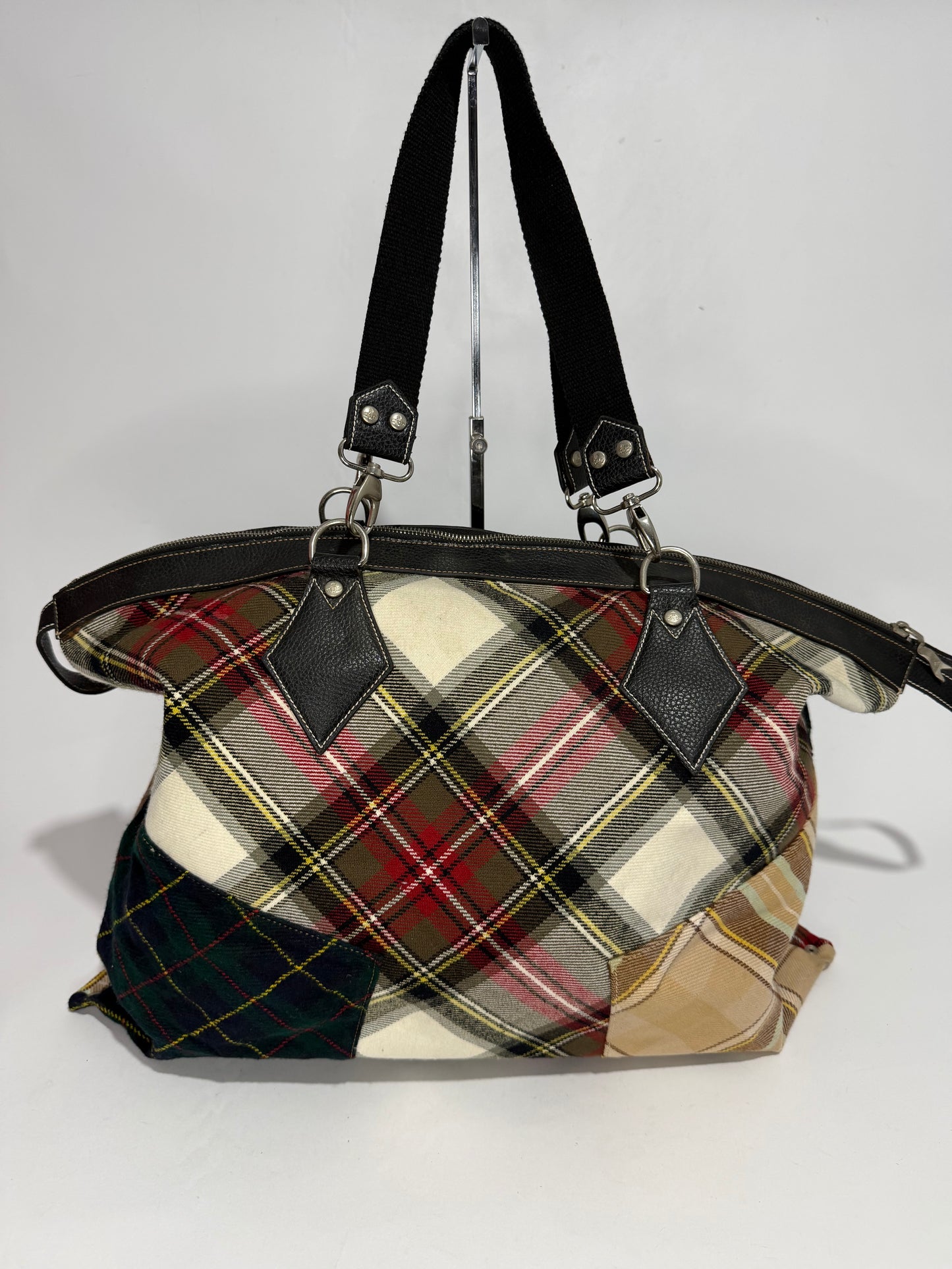 VIVIENNE WESTWOOD Multicolor Plaid Tote Bag.