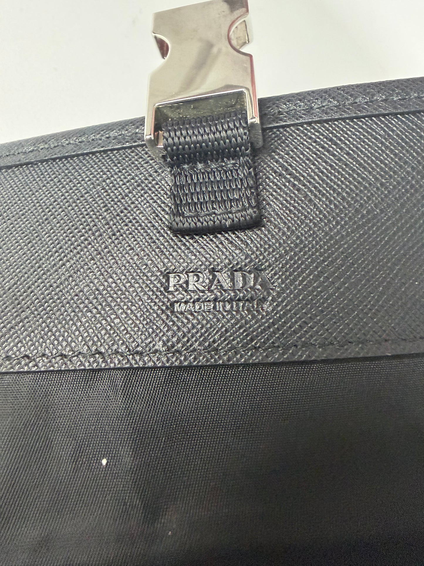 Prada Black Re-Nylon and Leather Flap Crossbody Bag