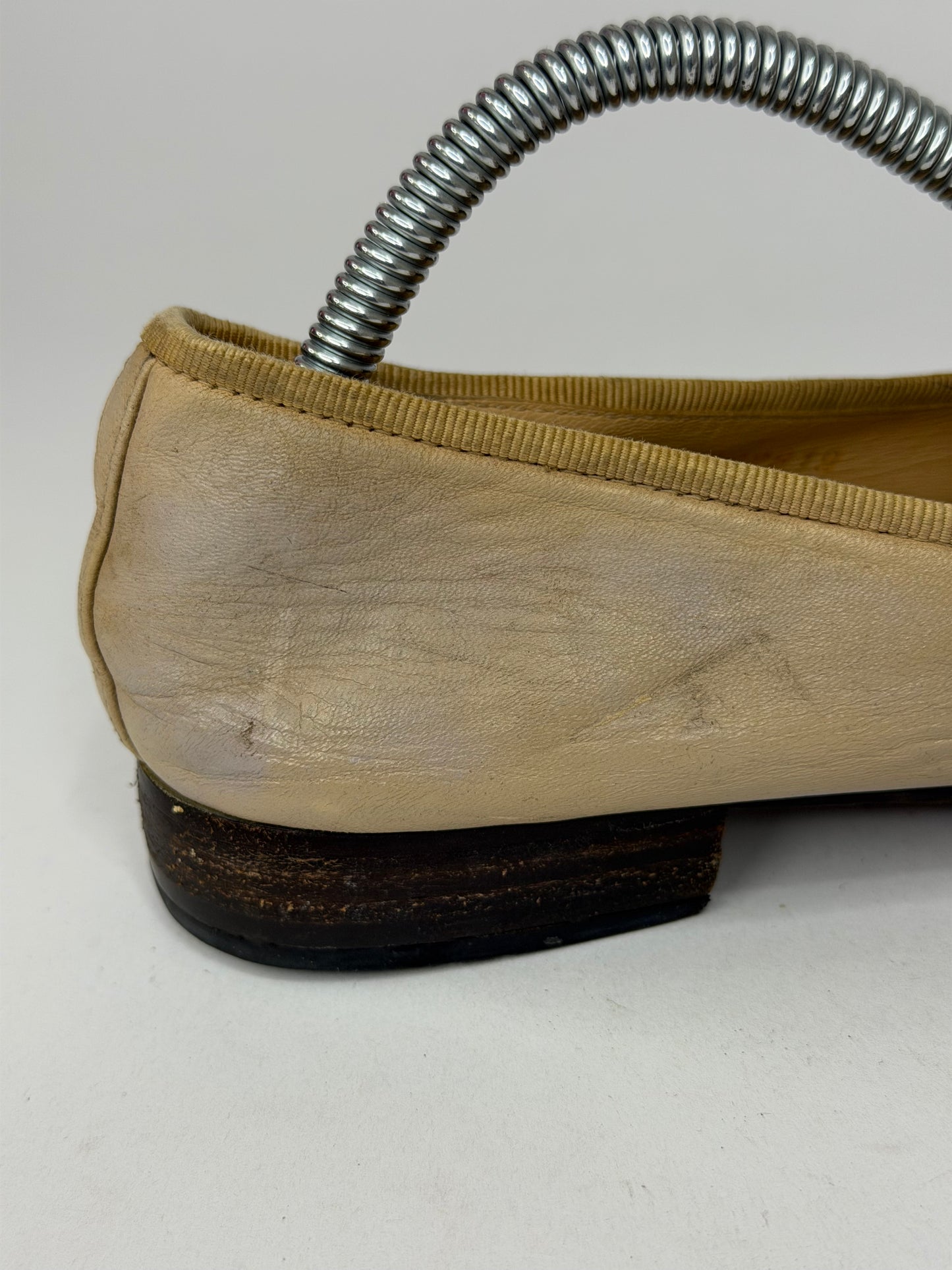 CHANEL Beige/Black Lambskin Leather CC Ballet Flats Size 36 EU/ 6 US / 3 UK