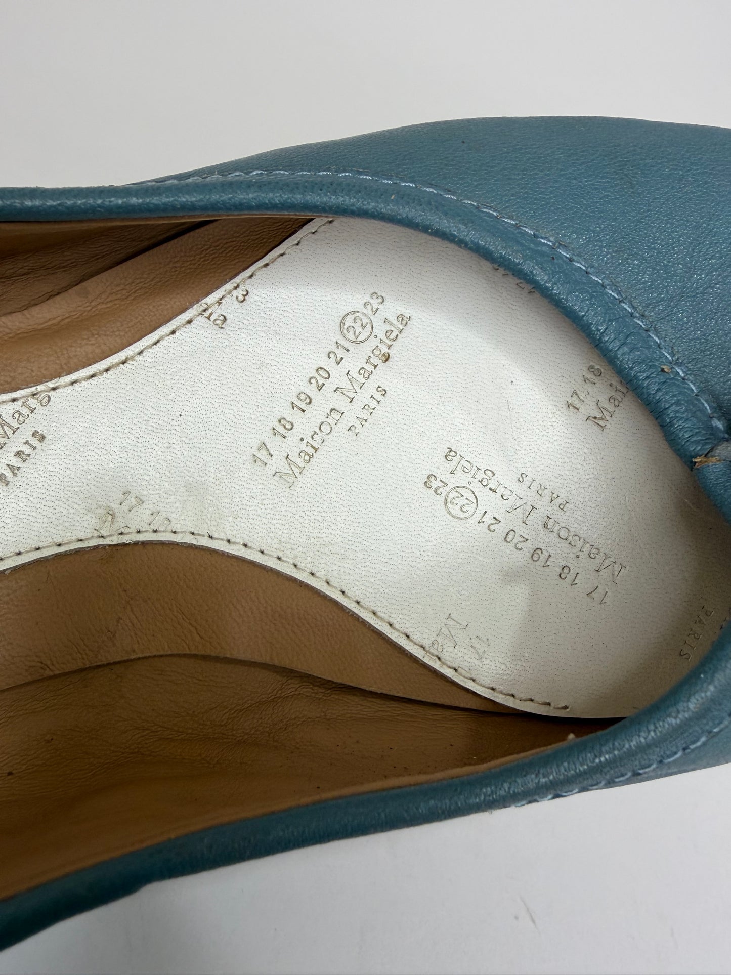 Maison Margiela Tabi Ballet Flats Blue Leather Split-Toe EU 39EU/ 9US / 6 UK