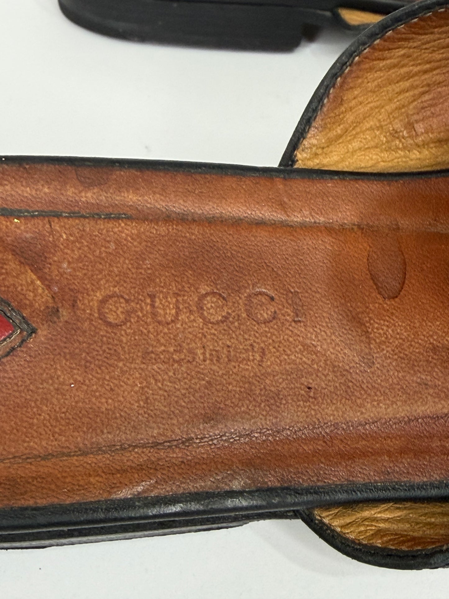 Gucci Black Leather Peyton Flat Mules Size 38 EU/ 8 US / 5 UK