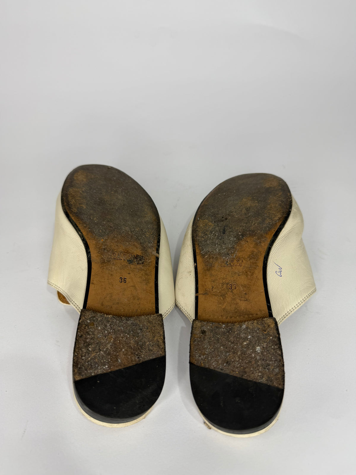 Gucci White Leather Princetown Mules Loafers Size 36 EU/ 3 UK/ 6 US