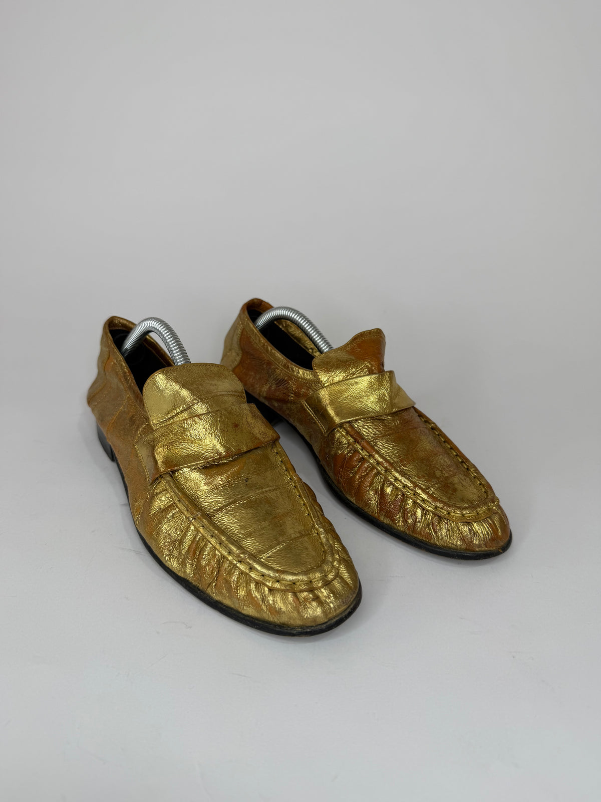 The Row Gold
Eel Skin Loafers 
Women's Size 35 EU/5 US / 3 UK