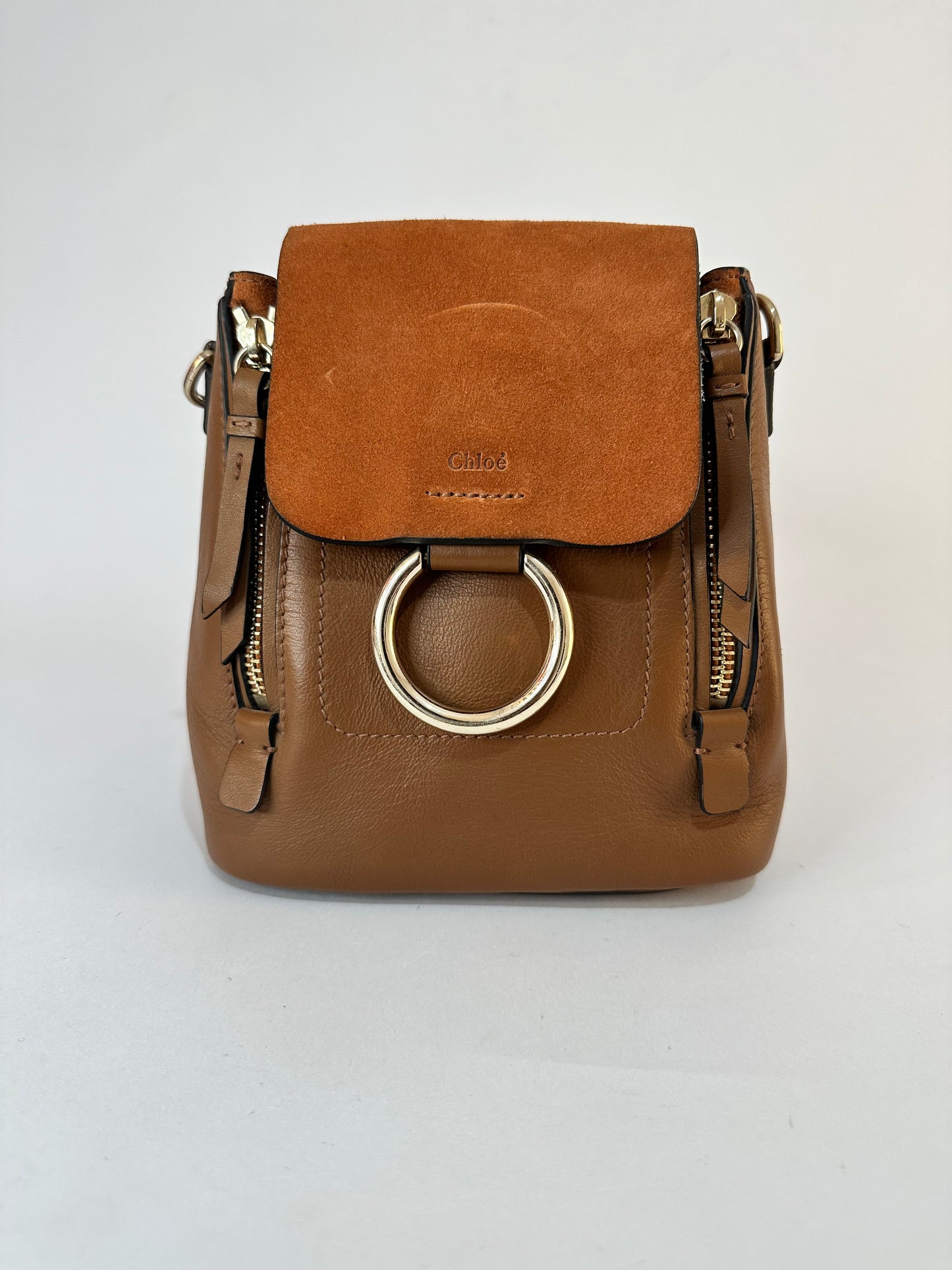 CHLOE

Suede Calfskin Small Faye Backpack Tan