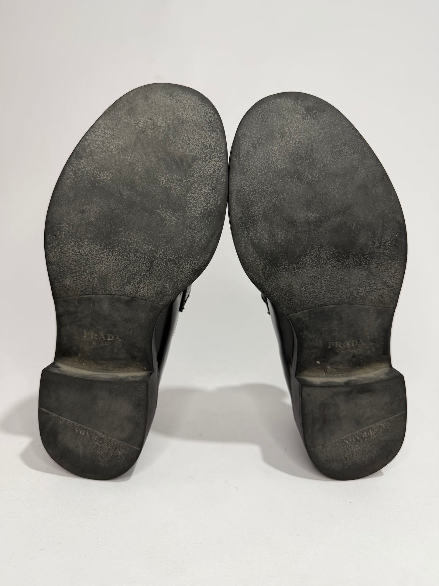PRADA Vernice Metal Triangle Logo 50mm Loafers Size 36 EU/6 US/ 3UK