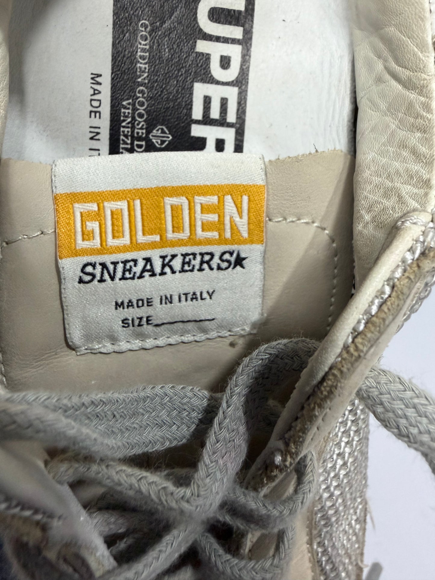 Golden Goose White Leather And Grey Knit Fabric Superstar Sneakers Size 36 EU/ 6 US/ 3 UK
