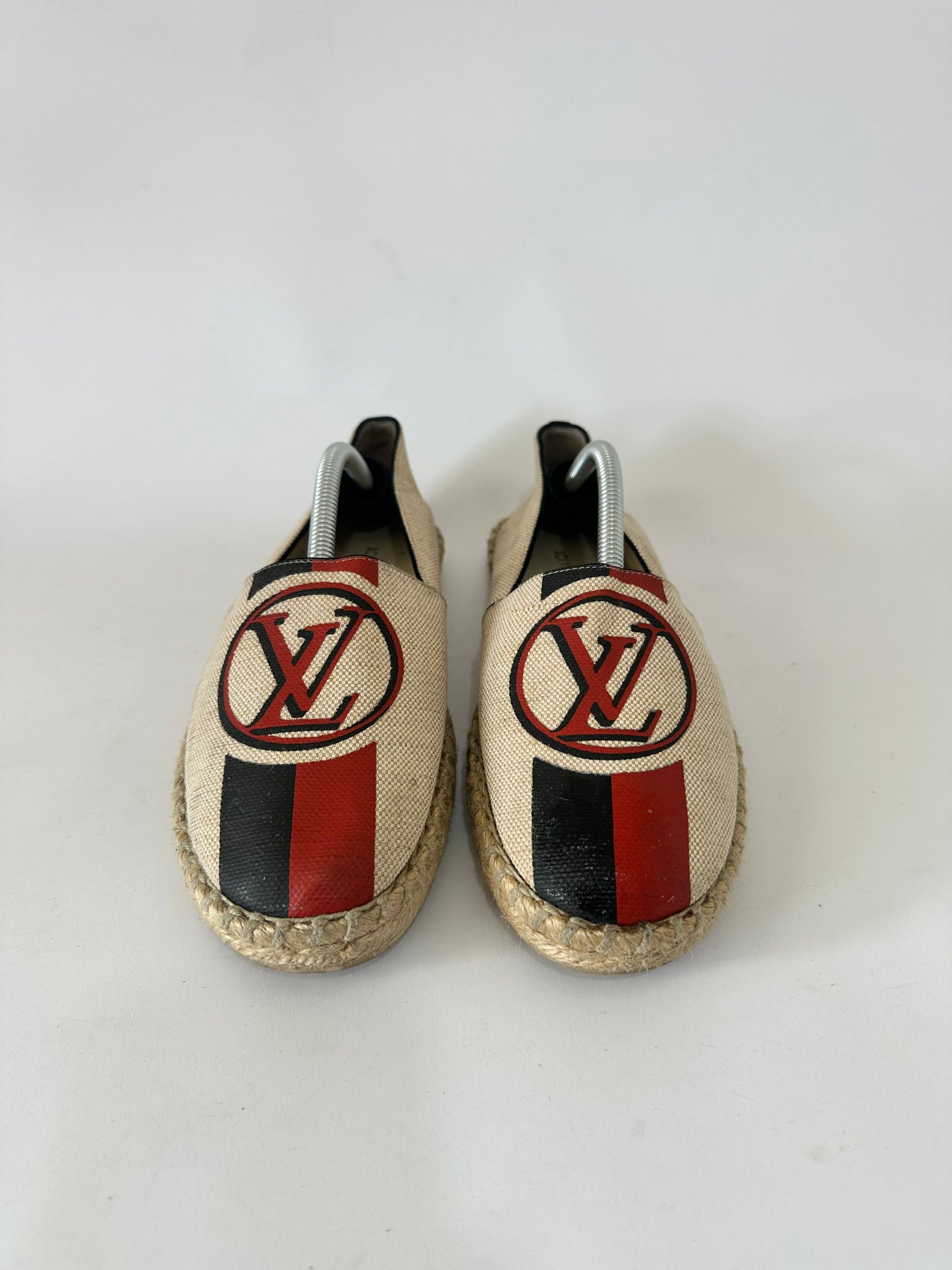 Louis Vuitton Beige Canvas Logo Espadrilles Size 37 EU