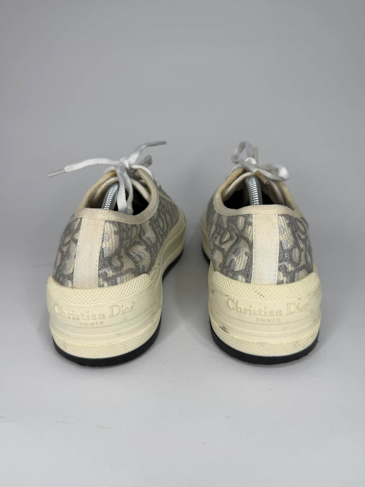 Dior Walk'n'Dior Beige/Grey Oblique Jacquard Lace Up Sneakers Size 38 EU/ 8 US/ 5 UK