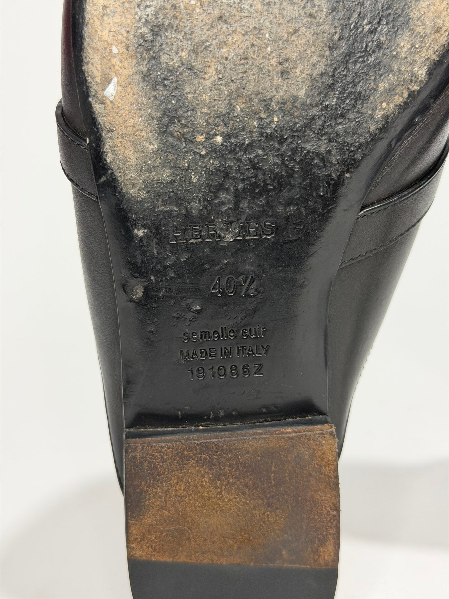 Hermes Black Calf Leather Oz Mule Size 40.5 EU/ 10.5 US/ 7.5 UK