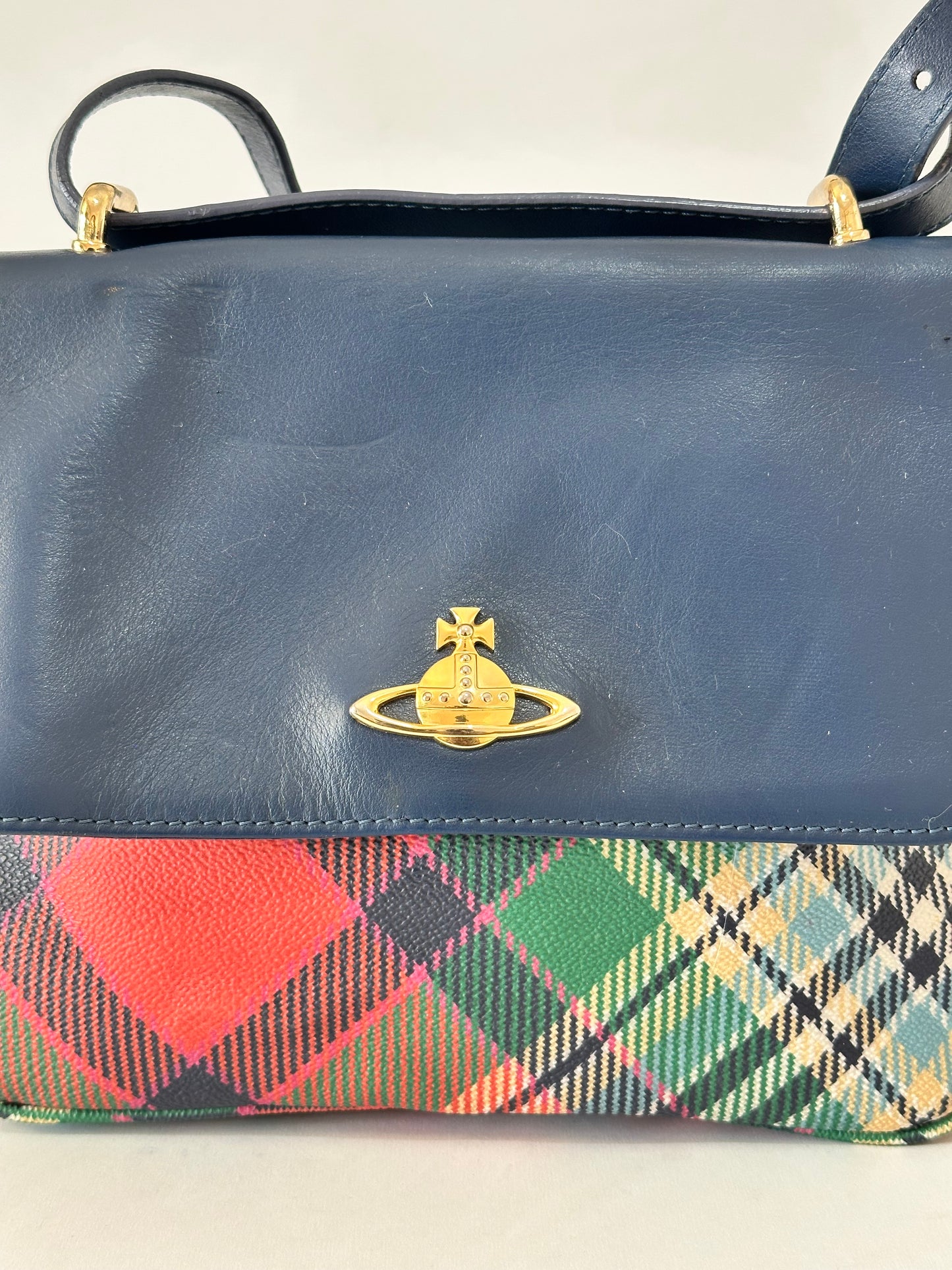 Vivienne Westwood leather Plaid Canvas Crossbody Bag
