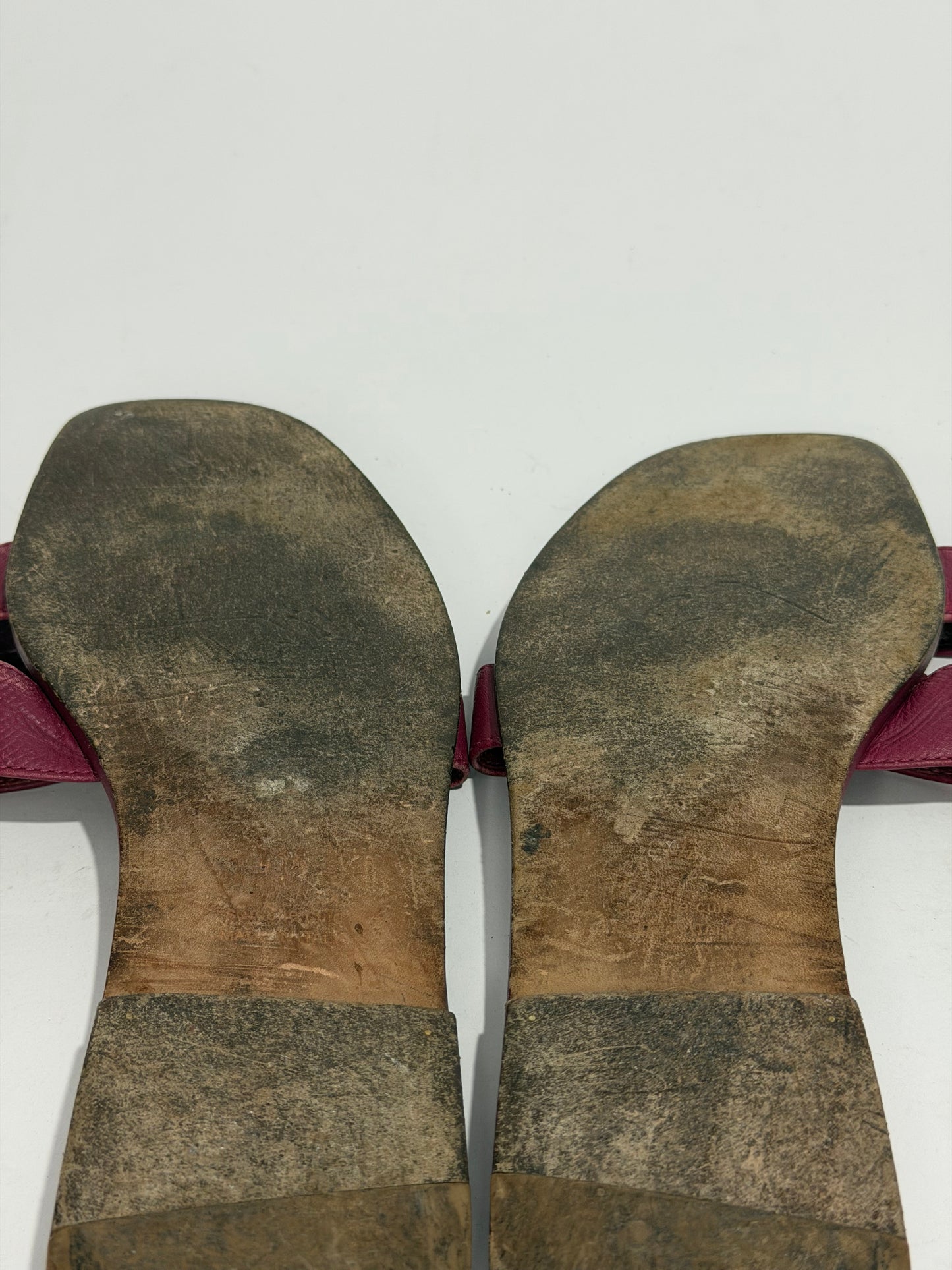 HERMES Pink Epsom Oran Sandals Size 41.5 EU/11.5US / 8.5UK