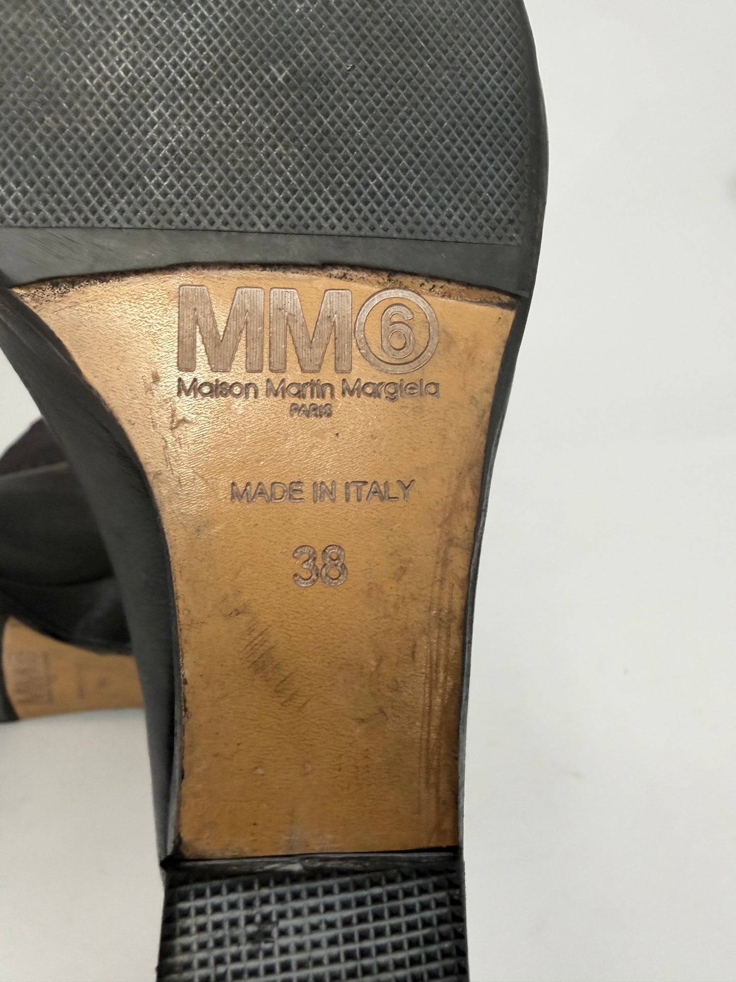 Maison Martin Margiela MM6 Black Leather & Mesh Wedge Ankle Boots  EU 38