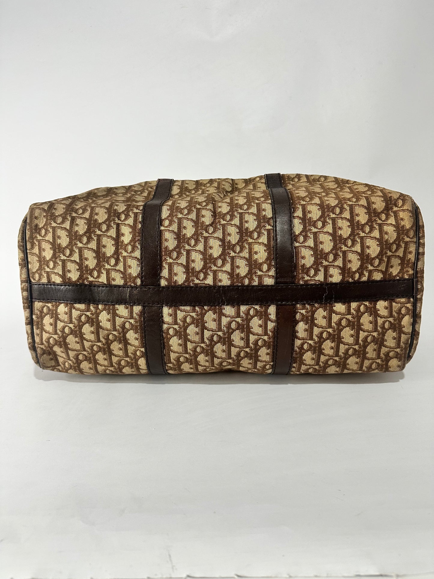 Dior Brown Canvas Oblique Large Boston Bag