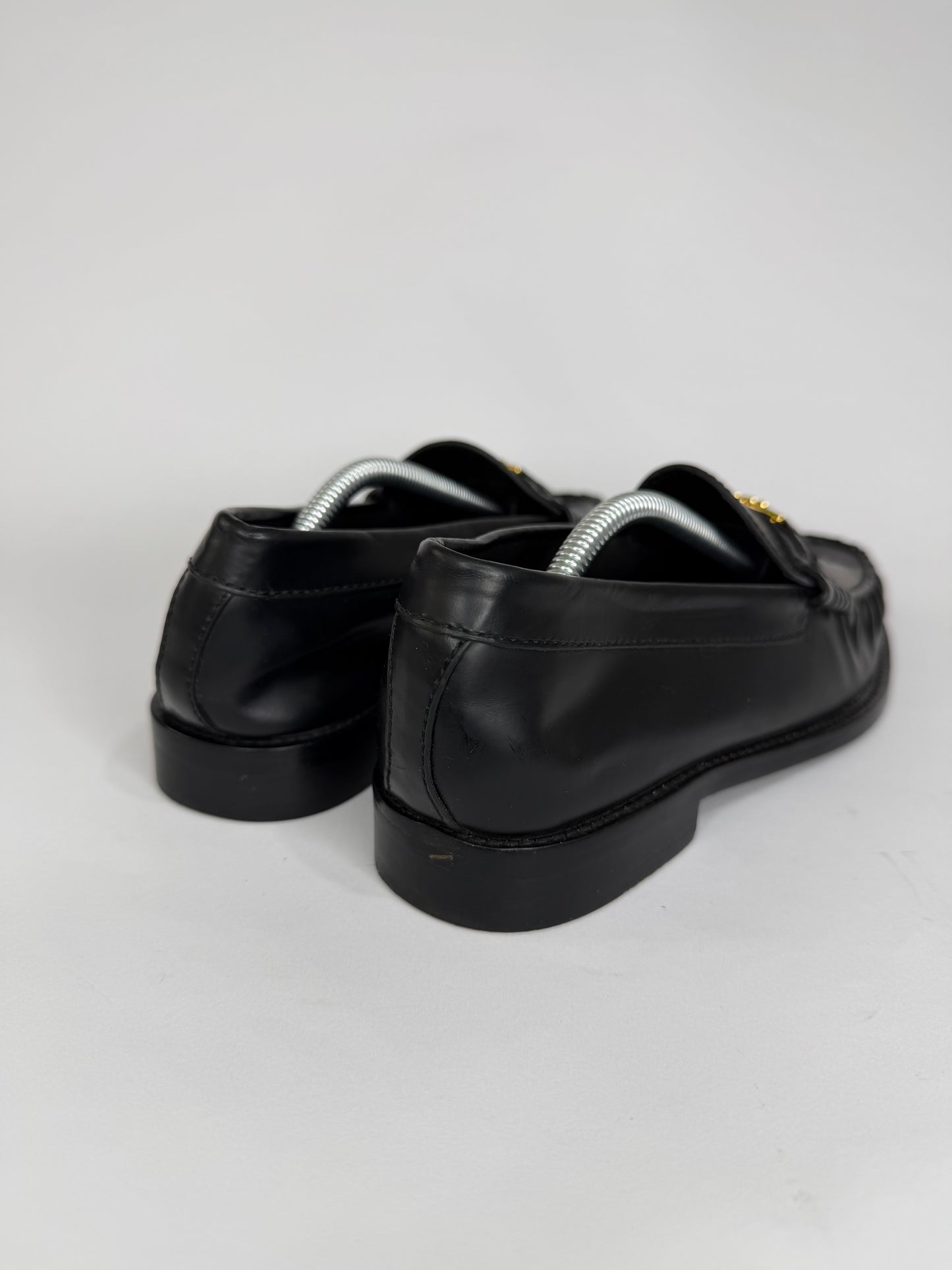 Celine Triomphe Black Patent Leather Loafers Size 39 EU/ 9 US / 6 UK