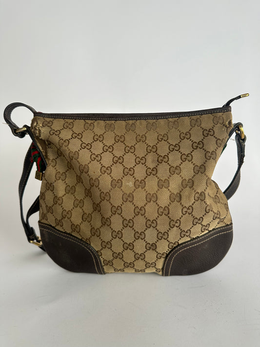 Gucci Dark Brown/Beige GG Canvas and Leather Britt Messenger Bag