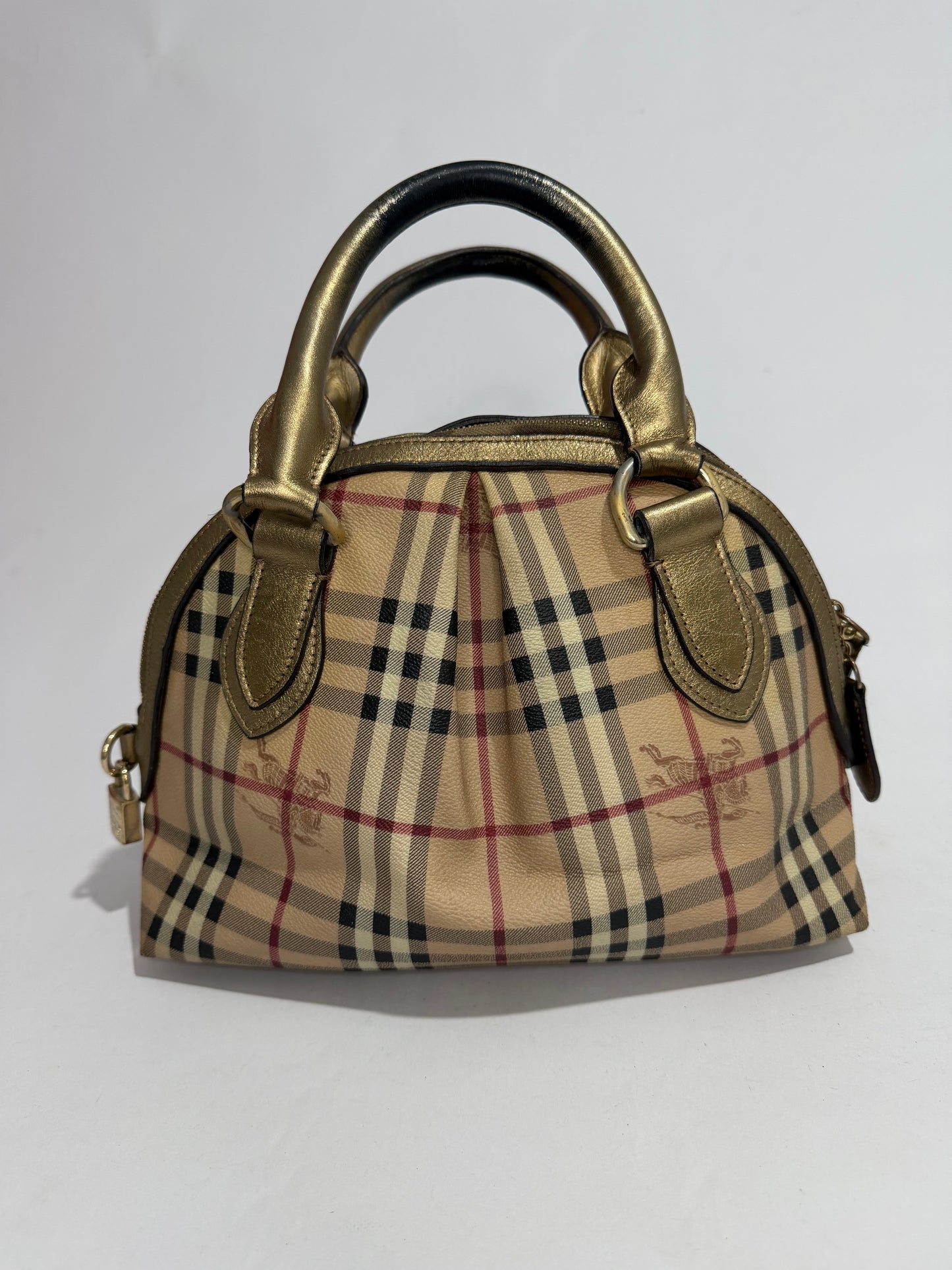 Burberry Haymarket Check Coated Canvas Small Thornley Bowling Bag