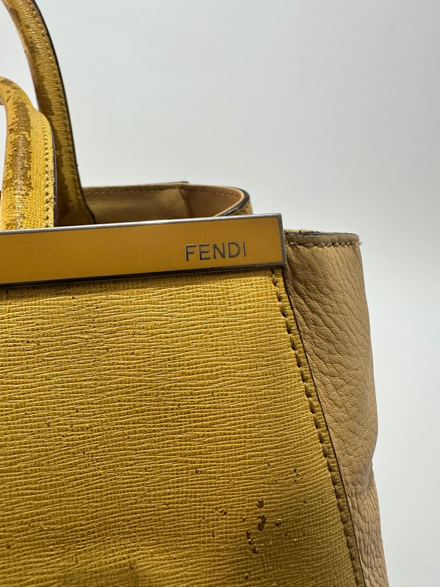 Fendi Yellow Leather Medium 2jours Tote