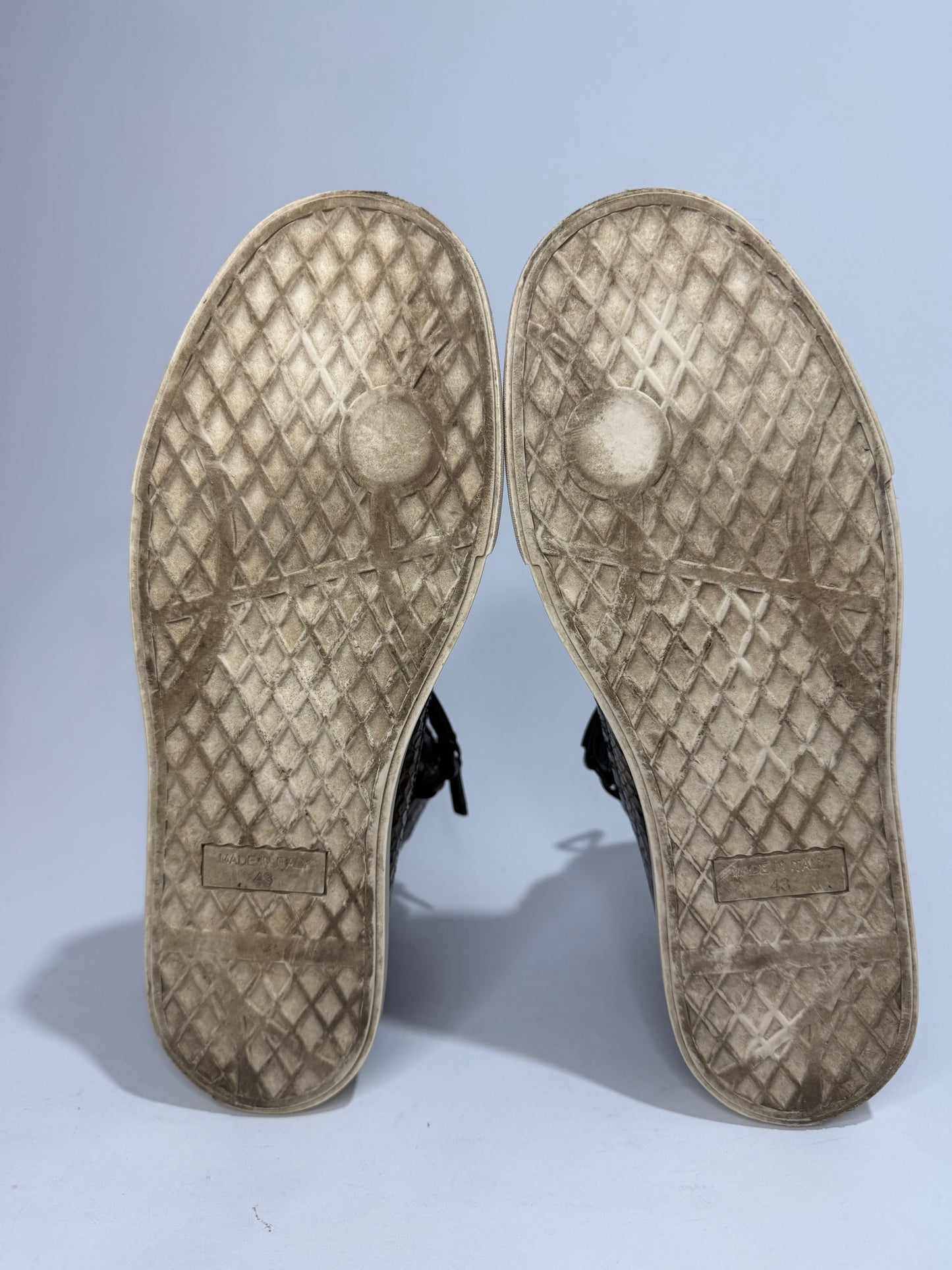 Giuseppe Zanotti Black/Gold Python Embossed Leather Double Zip High Top Sneakers Size 43 EU
