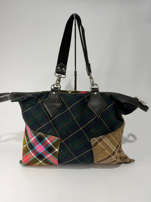 VIVIENNE WESTWOOD Multicolor Plaid Tote Bag.