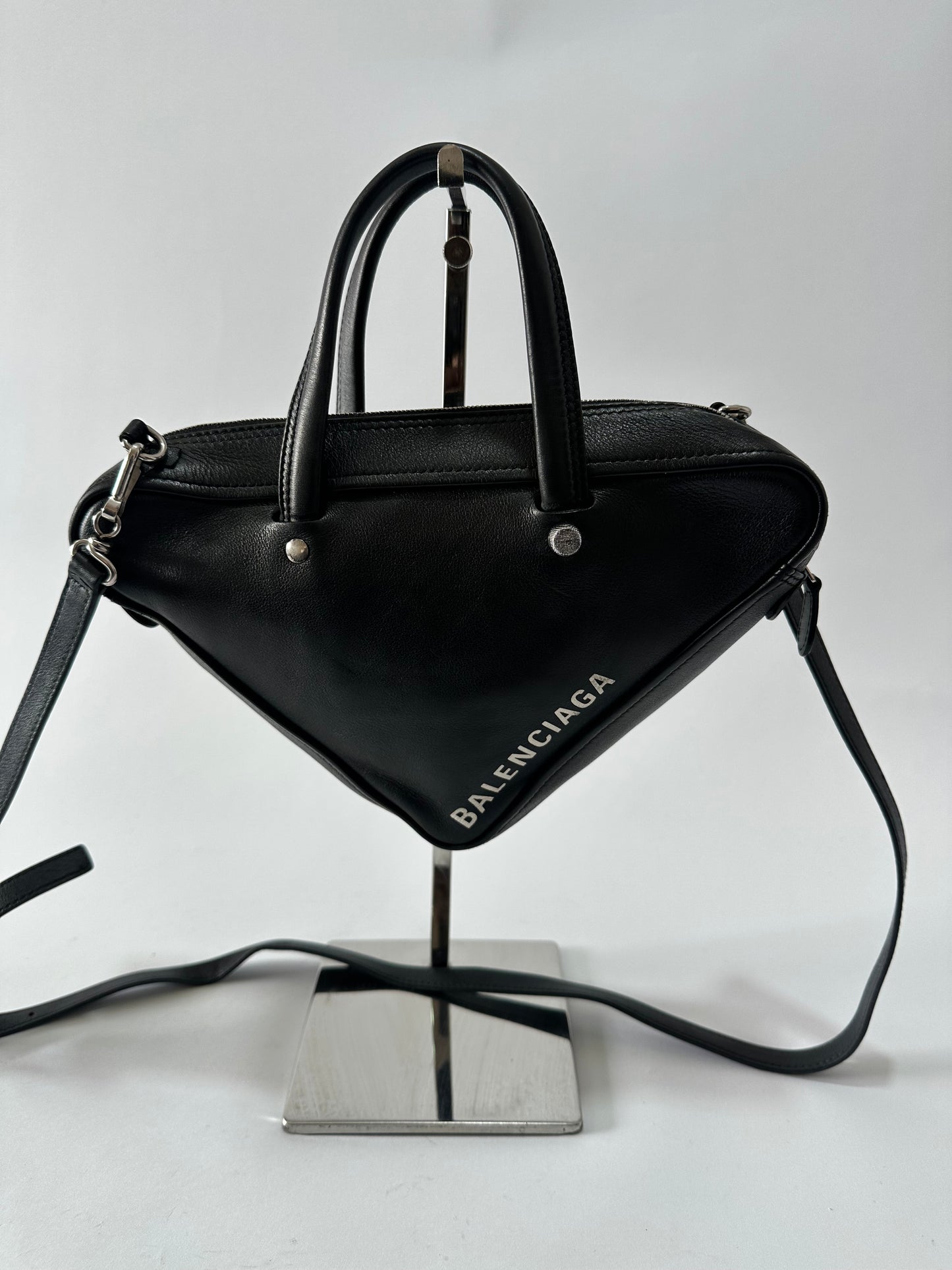 BALENCIAGA 
Calfskin XS Triangle Duffle Black