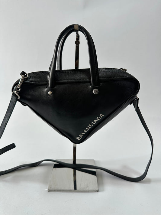 BALENCIAGA 
Calfskin XS Triangle Duffle Black