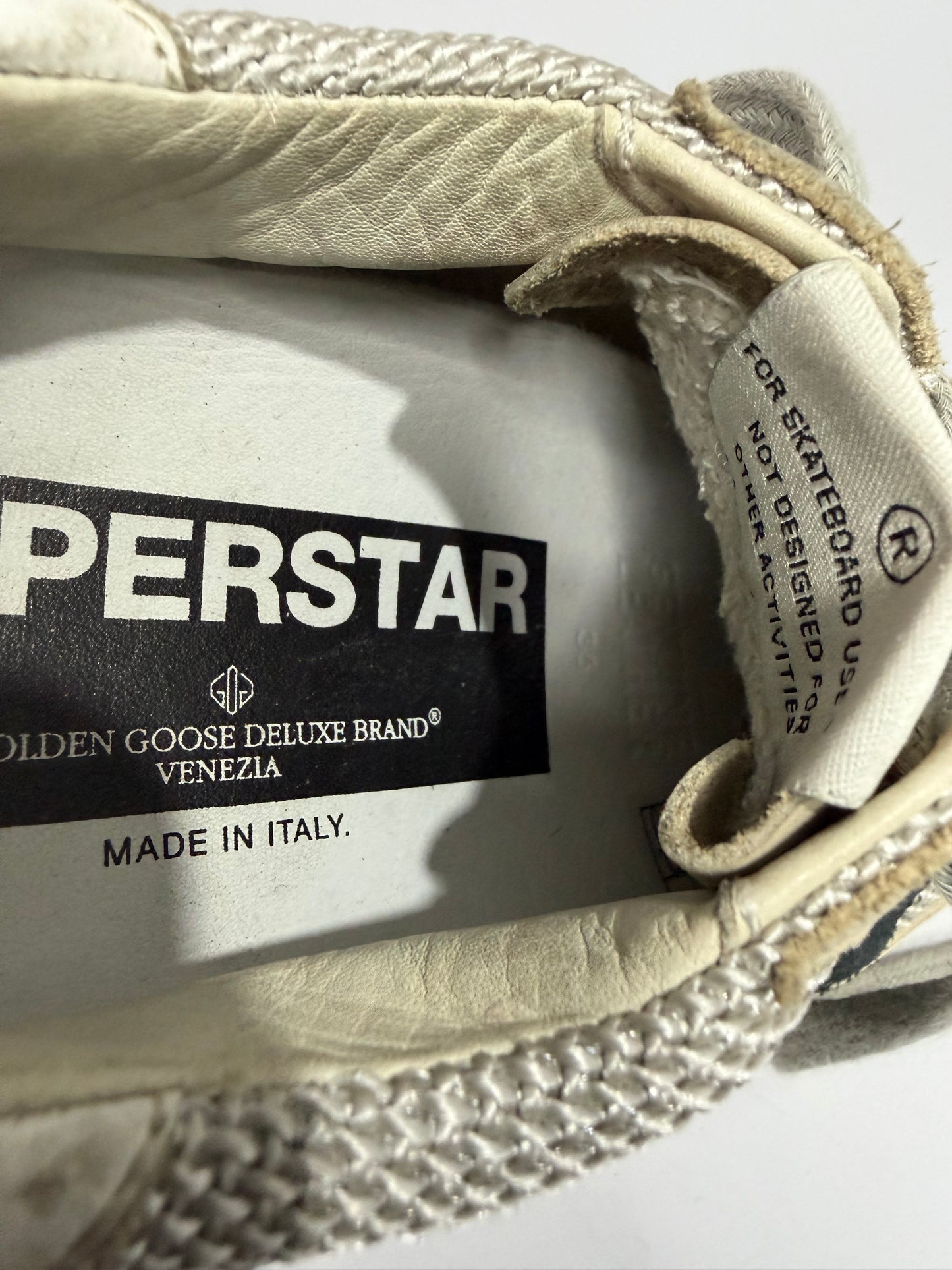 Golden Goose White Leather And Grey Knit Fabric Superstar Sneakers Size 36 EU/ 6 US/ 3 UK