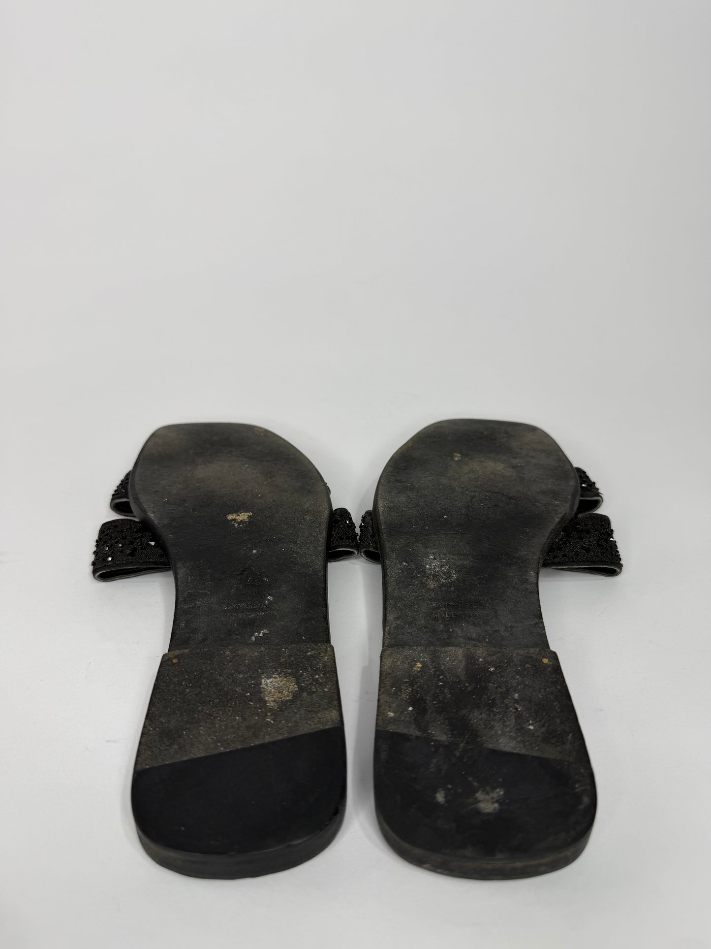 Hermes Black Suede Oran Crystal Embellished Sandals Size 40 EU/ 10 US