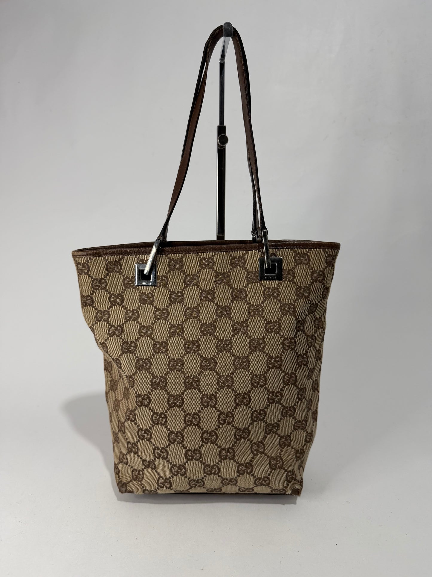 Gucci Beige/Brown GG Canvas and Leather Bucket Tote