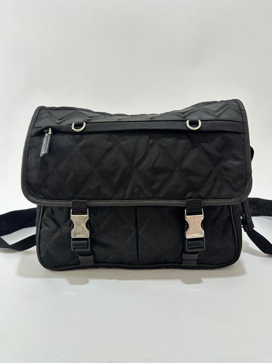 PRADA
Black Quilted Tessuto Nylon And Leather Messenger Bag