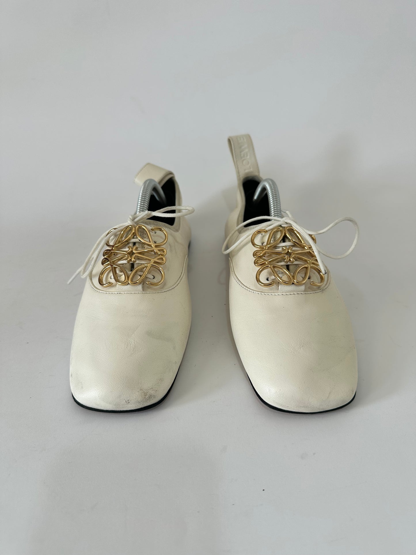 Loewe White Anagram Soft Derbys Size 36 EU