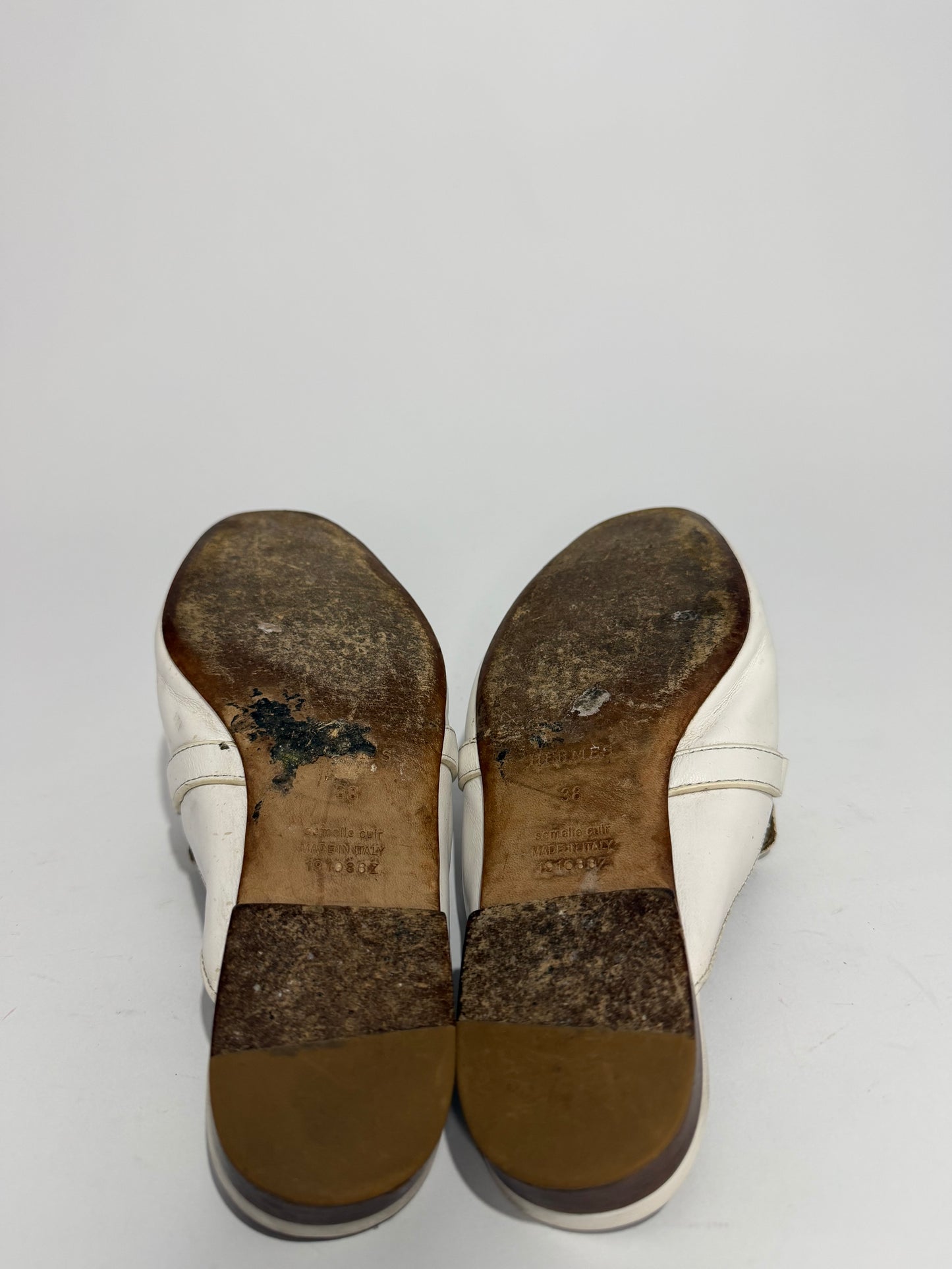 Hermes white Calf Leather Oz Mule Size 38 EU/ 8 US/ 5Uk