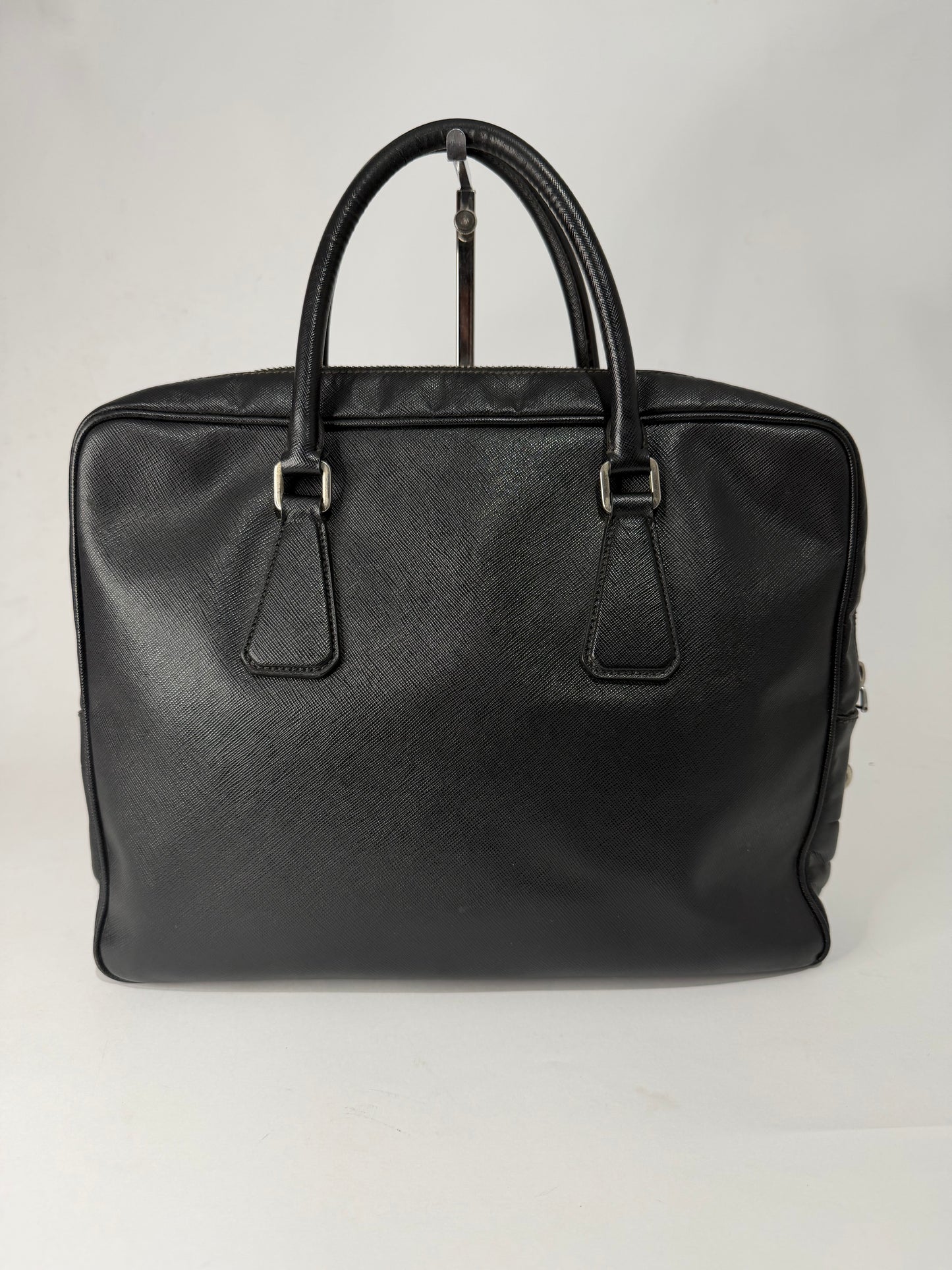 PRADA Leather Travel Briefcase Black