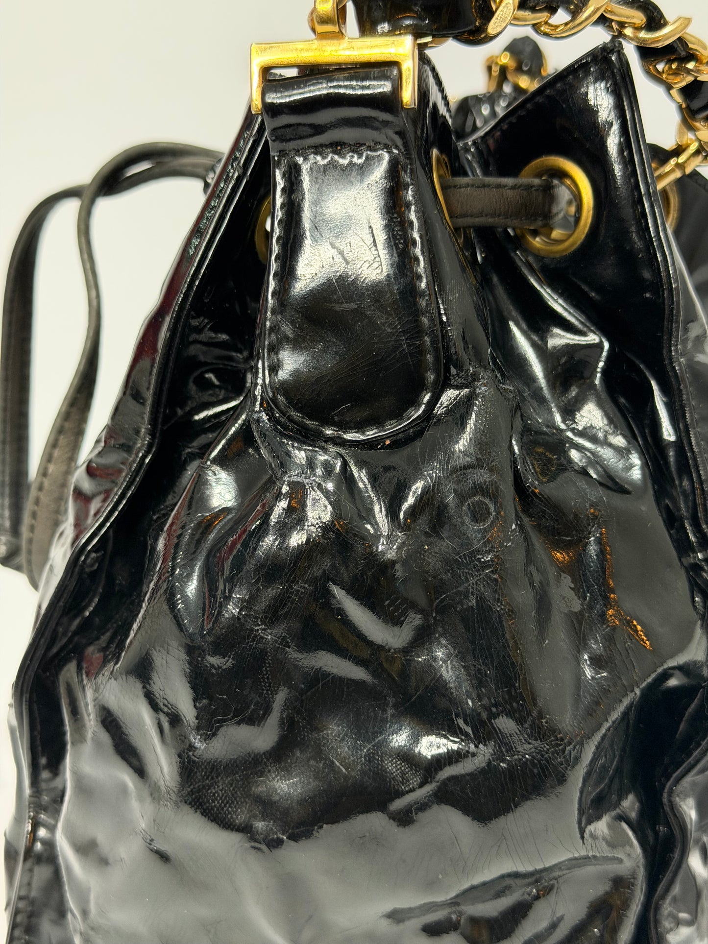 Vintage Chanel CC Patent Bucket Bag