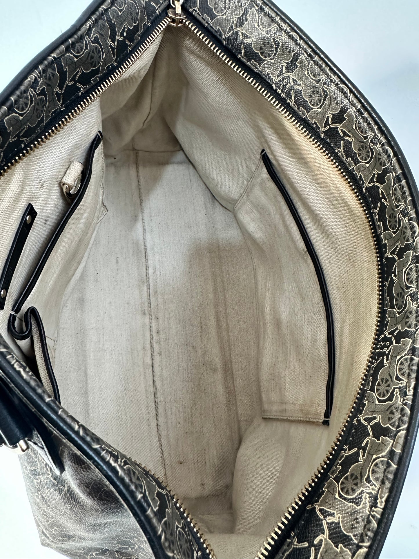 Vintage Celine Gray Carriage Shoulder Bag Black