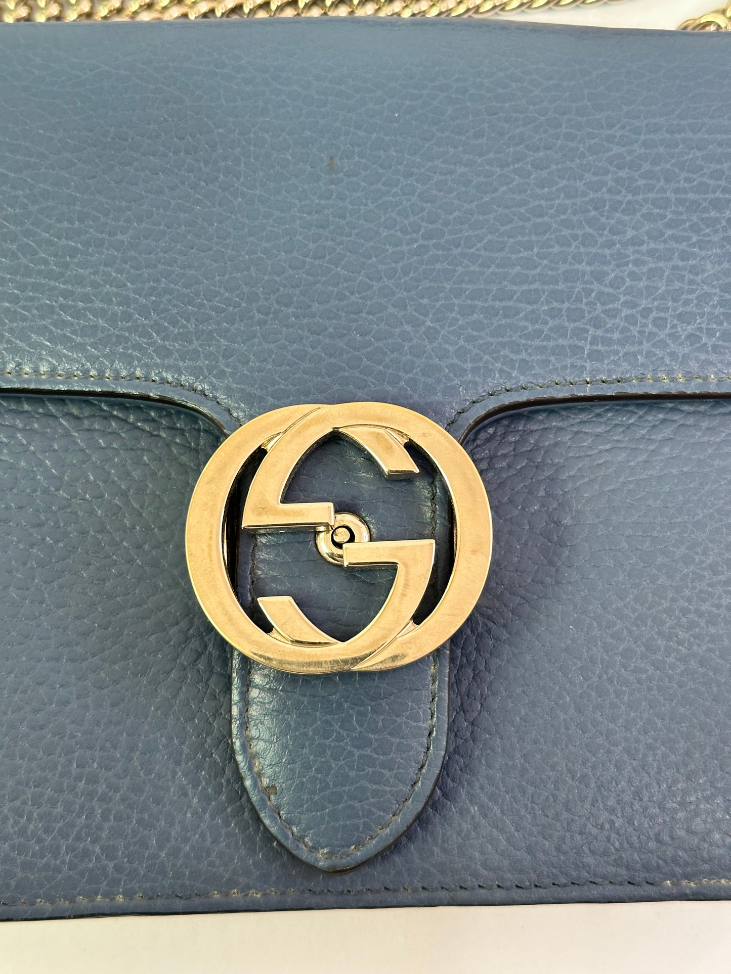 GUCCI 
Dollar Calfskin Small Interlocking G Shoulder Bag Caspian